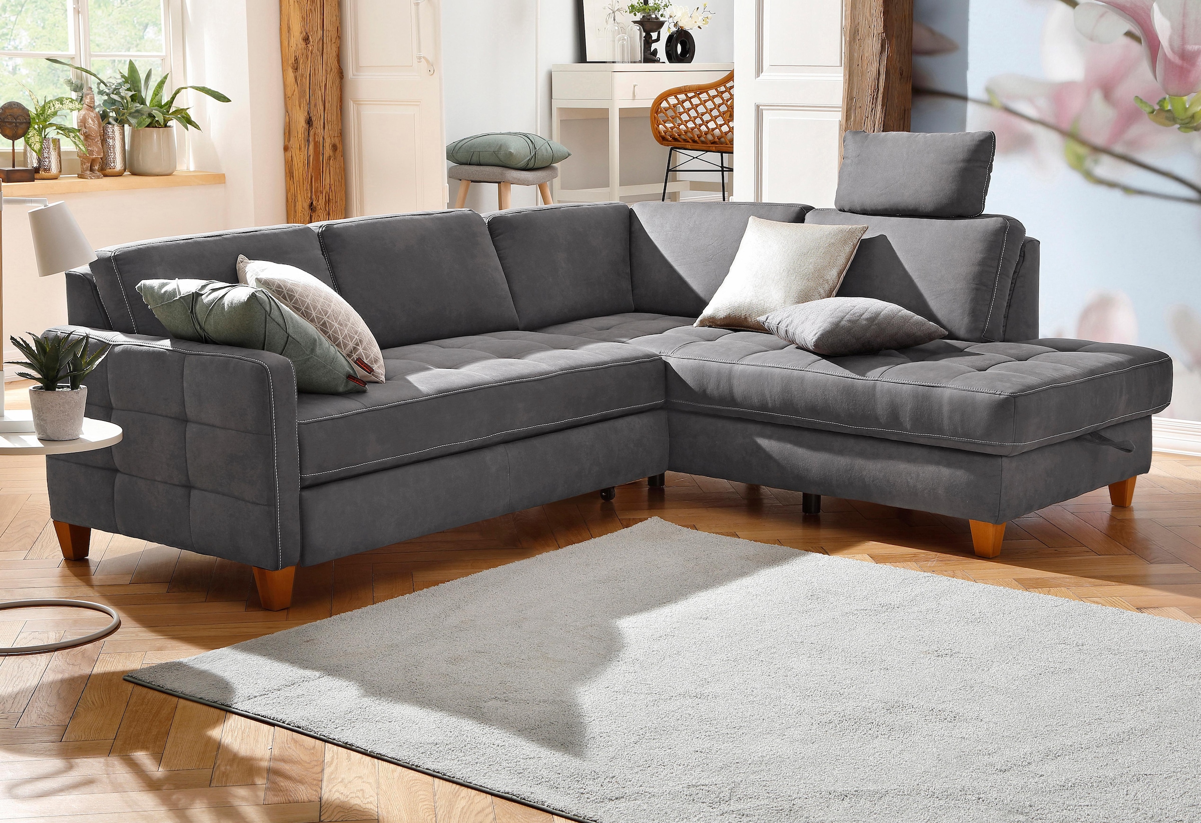 Home affaire Ecksofa »Earl L-Form«, wahlweise auch mit Bettfunktion oder Bettfunktion mit Bettkasten