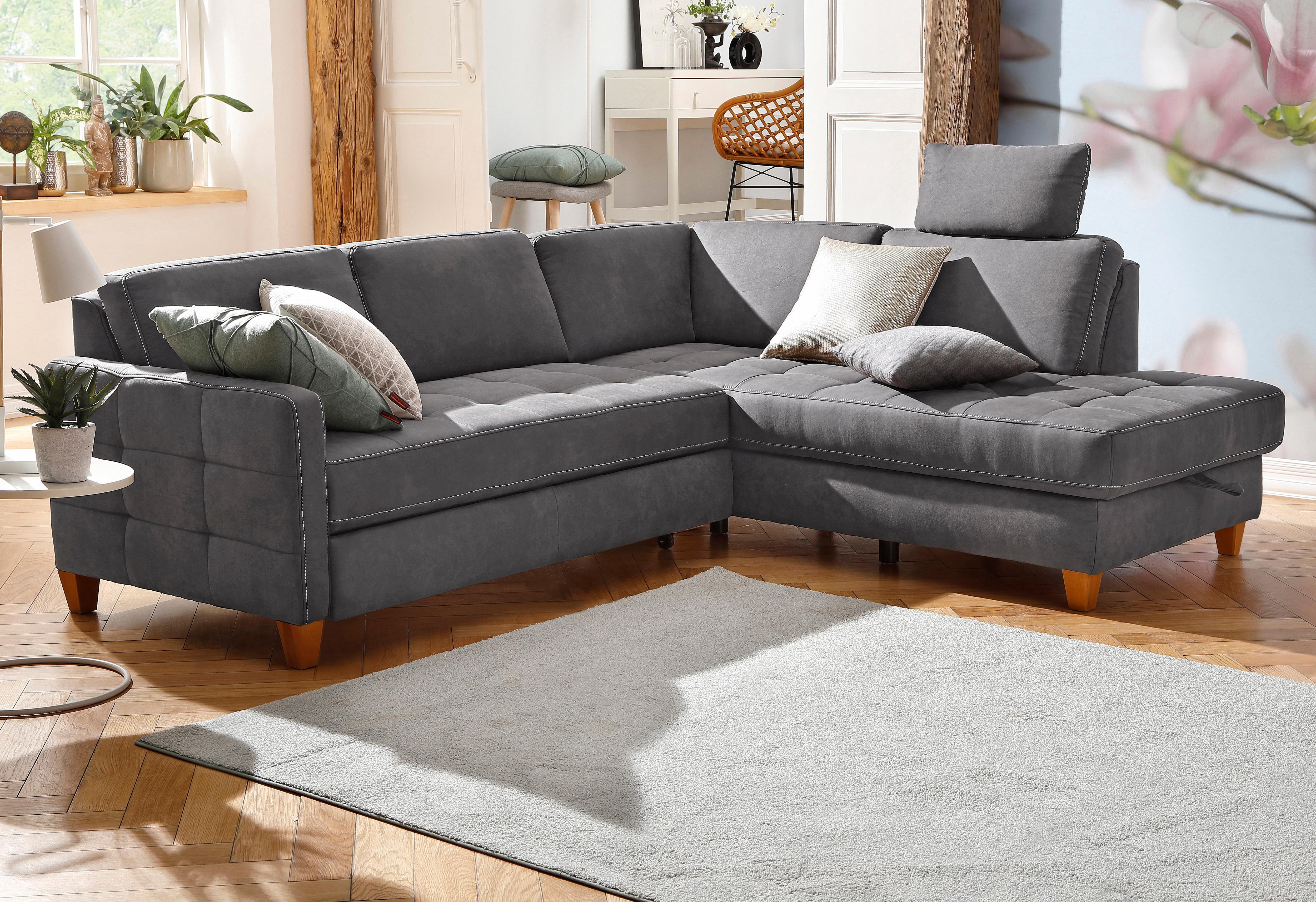 Home affaire Ecksofa "Earl L-Form" wahlweise auch mit Schlaffunktion oder Schlaffunktion mit Bettkasten
