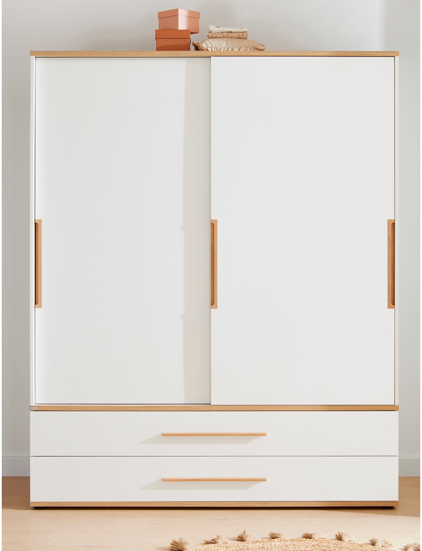 PAIDI Kleiderschrank "YOLANDA in Weiß mit Eiche-Dekor, 2 Schiebetüren und 2 günstig online kaufen