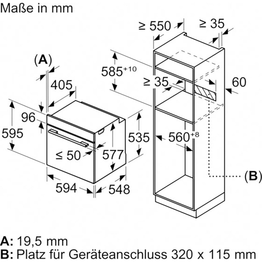 NEFF Einbaubackofen »B4ACE2AG0«, N 50, B4ACE2AG0, mit Teleskopauszug nachrüstbar, EasyClean®