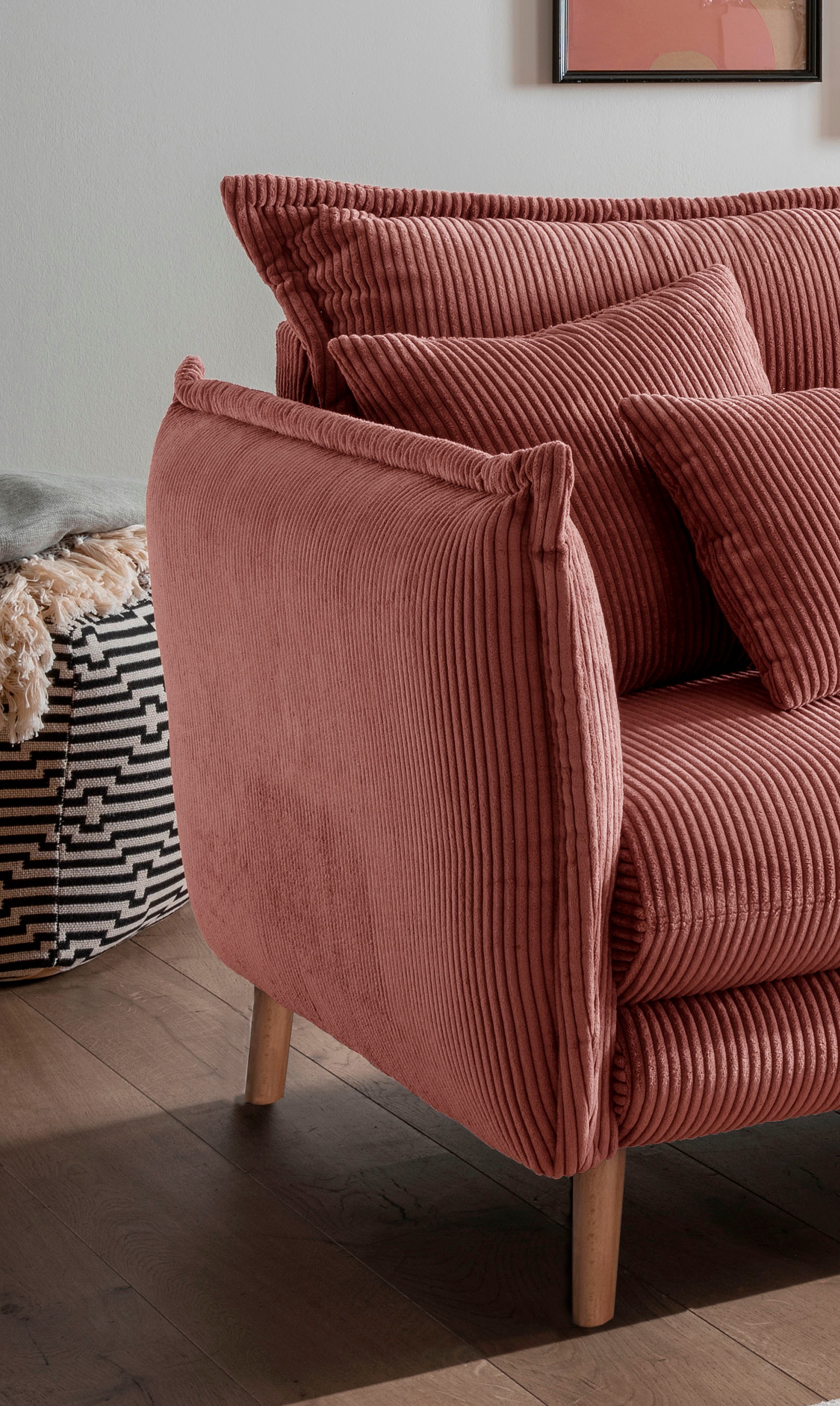 INOSIGN Ecksofa »Lazio modern und bequem, schmale Armlehnen, tolle Detailverarbeitung«, zwei verschiedene Fußfarben wählbar