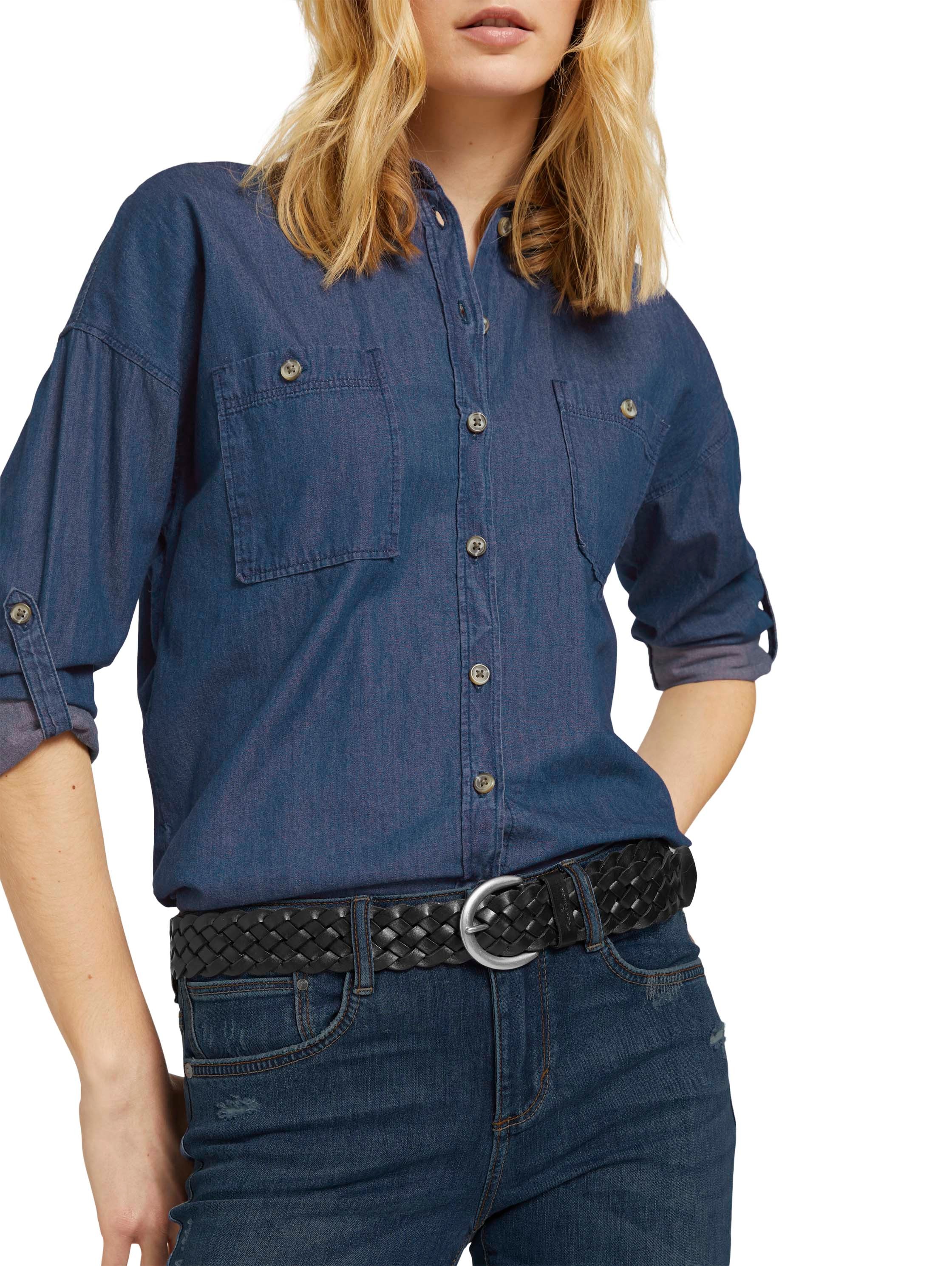TOM TAILOR Flechtgürtel »TTLISA«, 4 cm breiter Damengürtel, Flechtledergürtel, modisches Must-Have