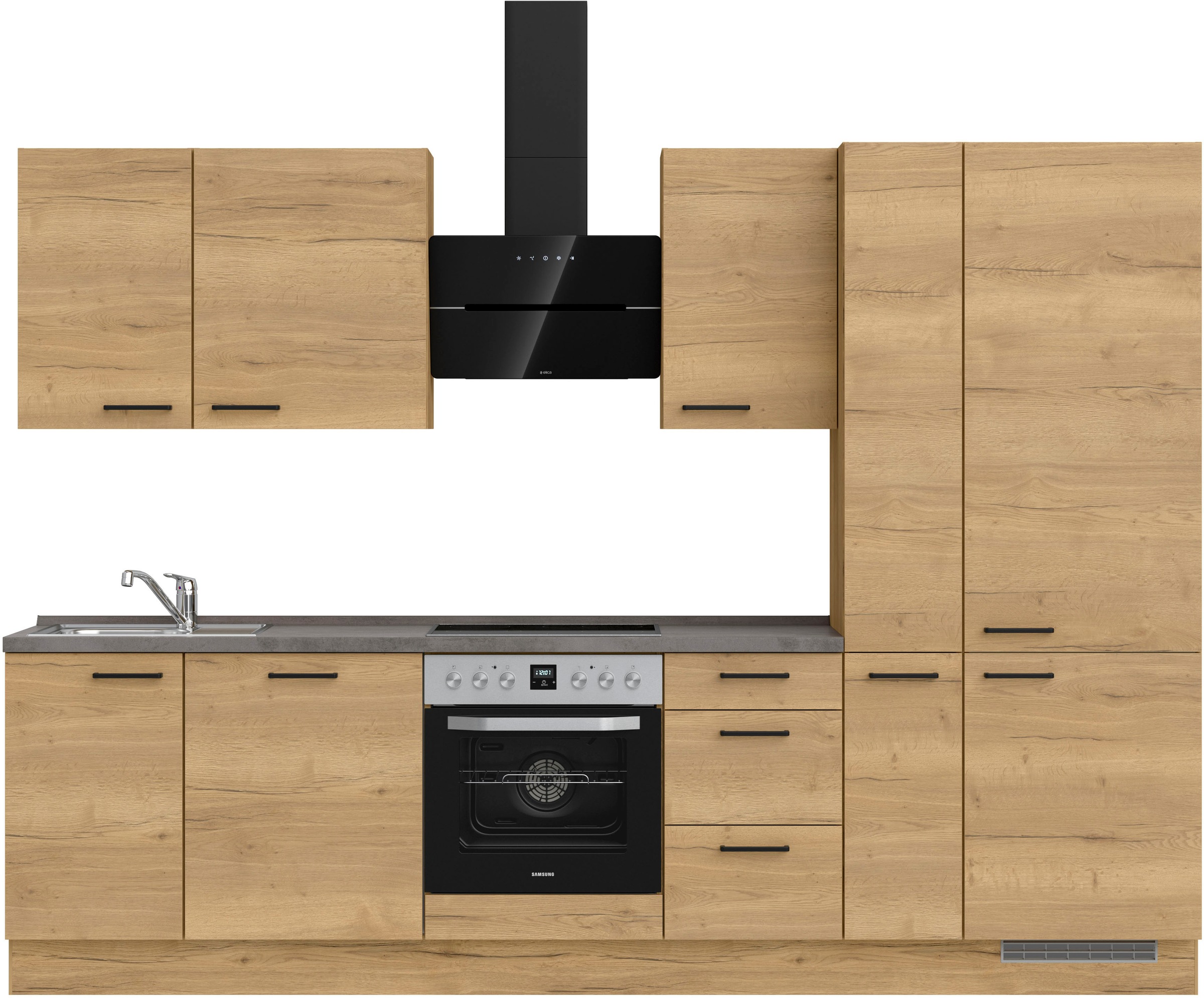 nobilia Küchenzeile ""Structura II", NEU: individuell anpassbar mit gratis Profi-Beratung" vormontiert, Breite 300 cm, Ausrichtung wählbar, wahlw. mit E-Geräten