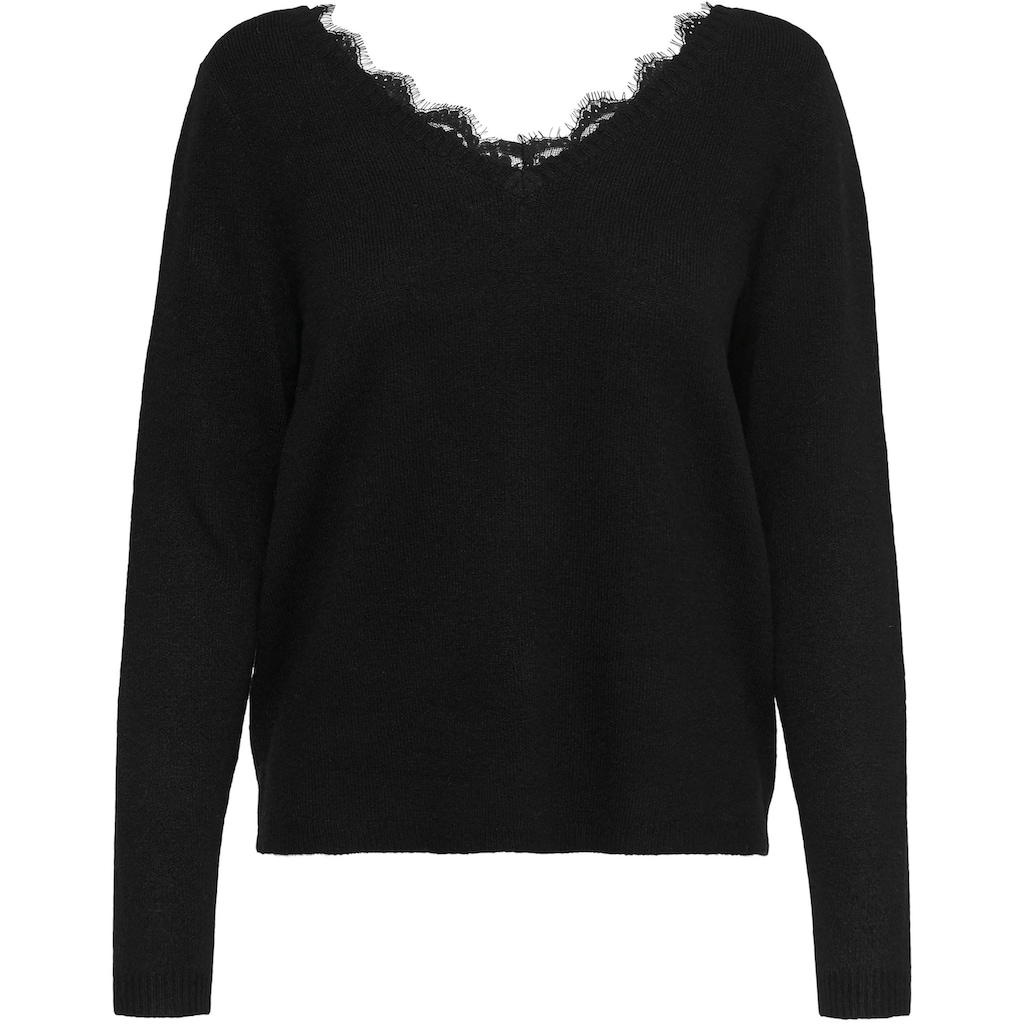 Damenmode Figurtyp-Beratung Only V-Ausschnitt-Pullover »ONLJULIE L/S LACE V-NECK PULL KNT«, in melierter Optik schwarz Damenmode Figurtyp-Beratung Only V-Ausschnitt-Pullover »ONLJULIE L/S LACE V-NECK PULL KNT«, in melierter Optik schwarz