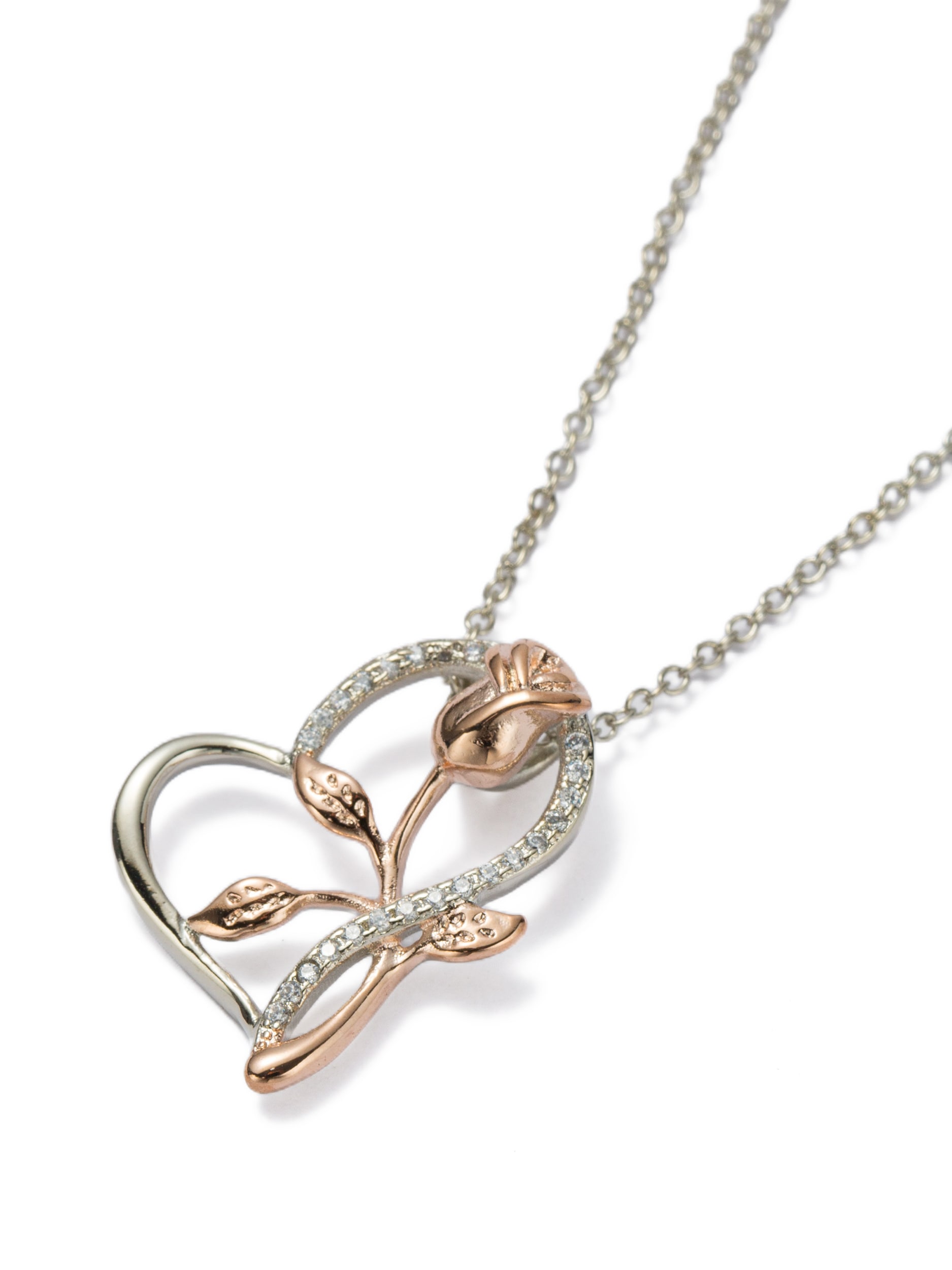 Firetti Kette mit Anhänger »Schmuck Geschenk Kupfer Halsschmuck Halskette Herzanhänger Rose« Made in Germany - mit Glasstein