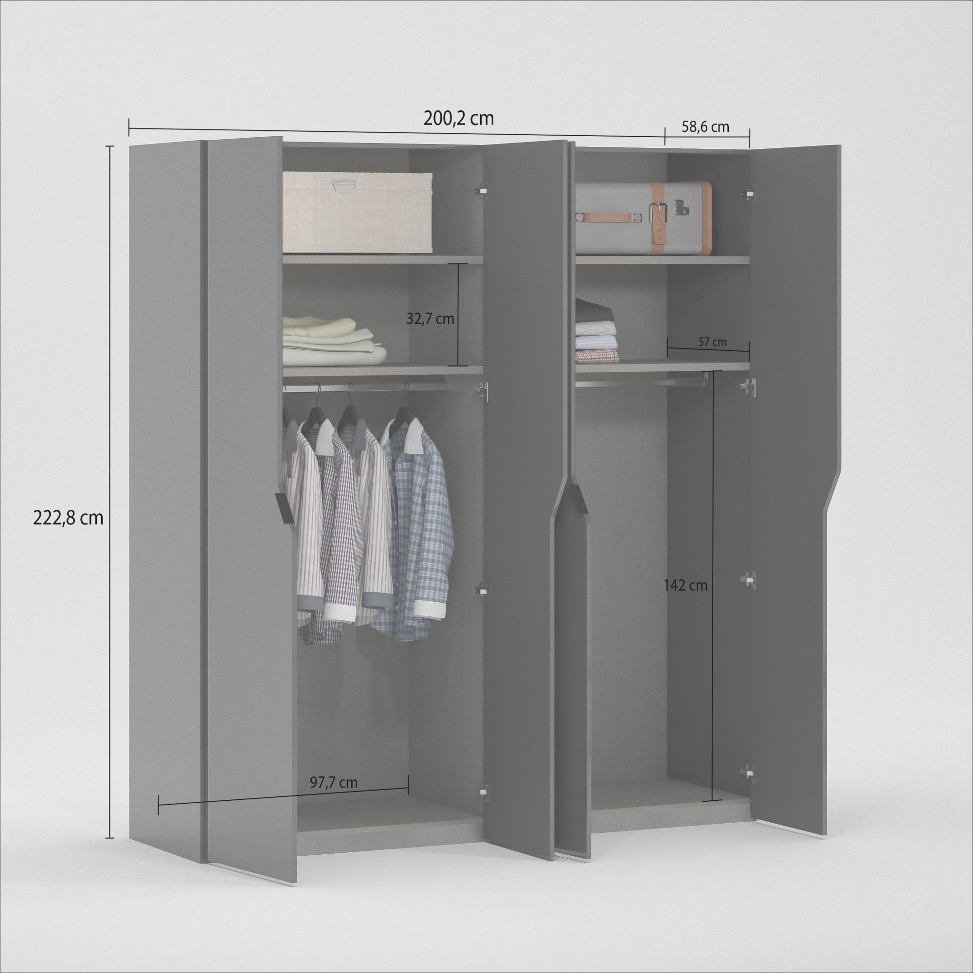 INOSIGN Kleiderschrank »AMETISTA, Drehtürenschrank, designgeformten Fronten«, Made in Italy, hochglanz lackiert, Basisausführung, Zubehör extra