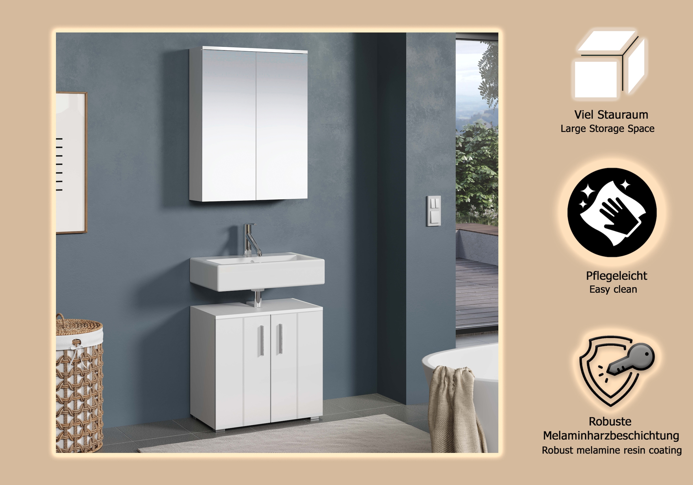 welltime Badmöbel-Set »Prag« Set, 2 Stk. tlg.