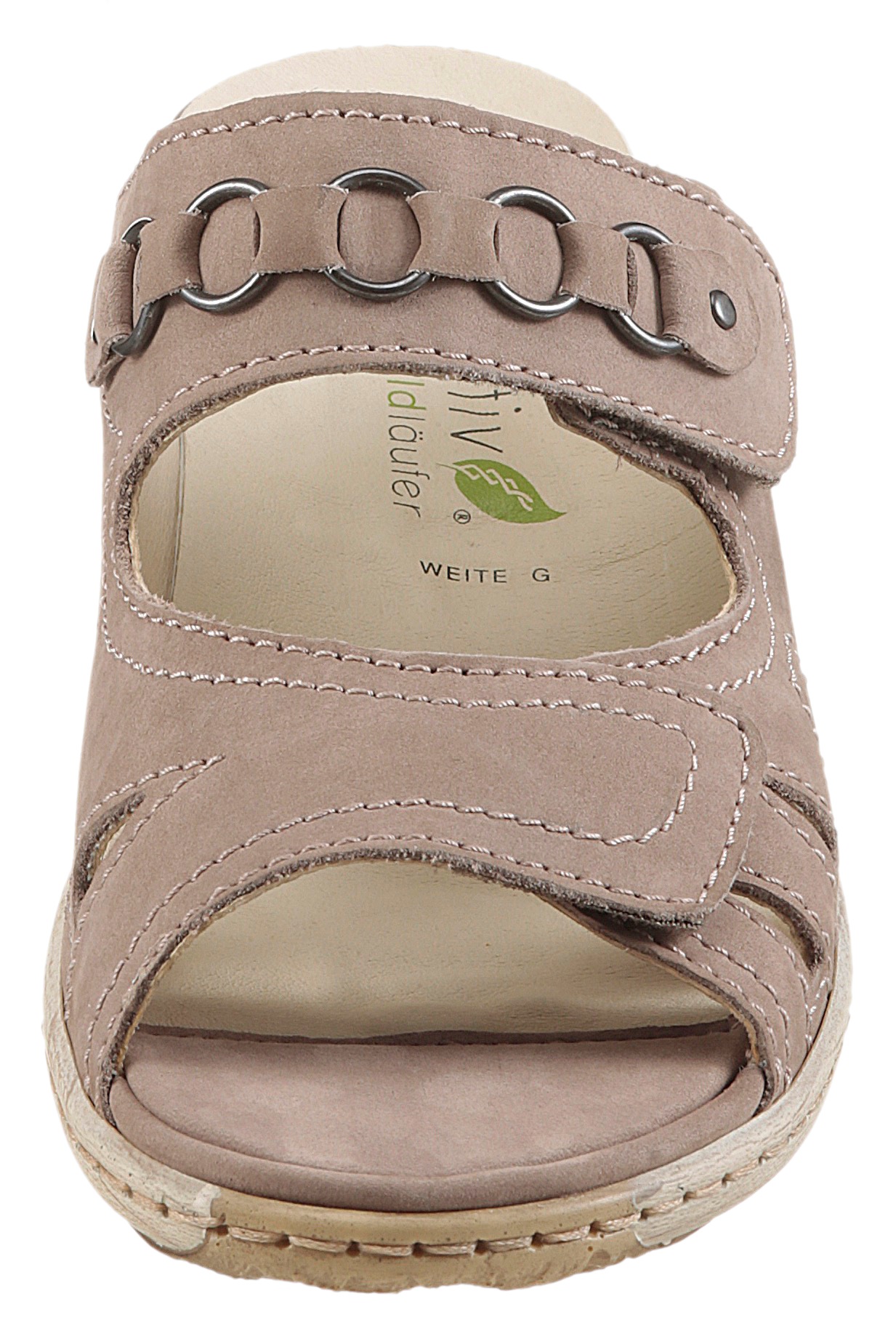 Waldläufer Pantolette »GARDA«, Keilabsatz, Sommerschuh, Schlappen mit Schmuckapplikation, Weite G