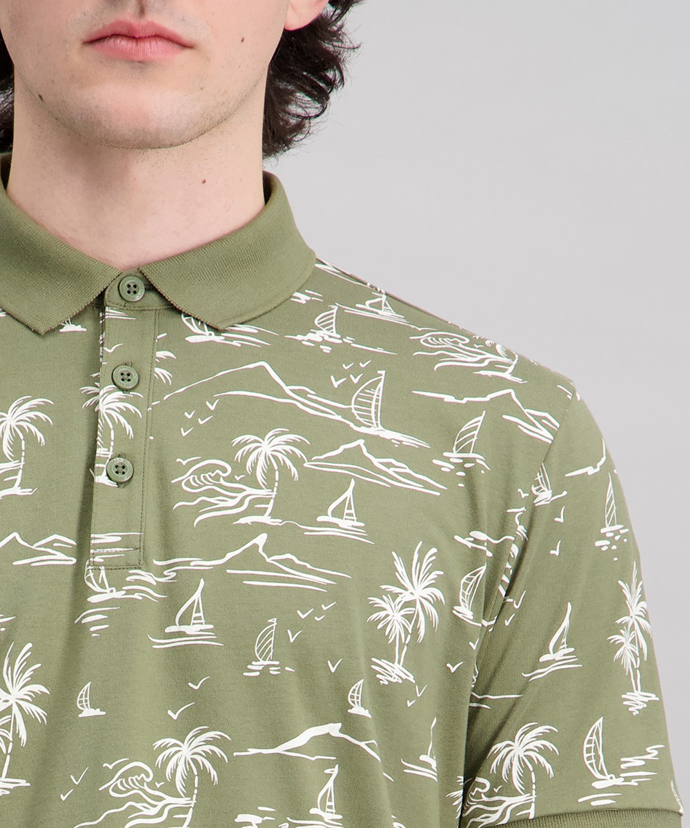 Pioneer Authentic Jeans Poloshirt "Polo jersey print maritim" mit All-Over Print