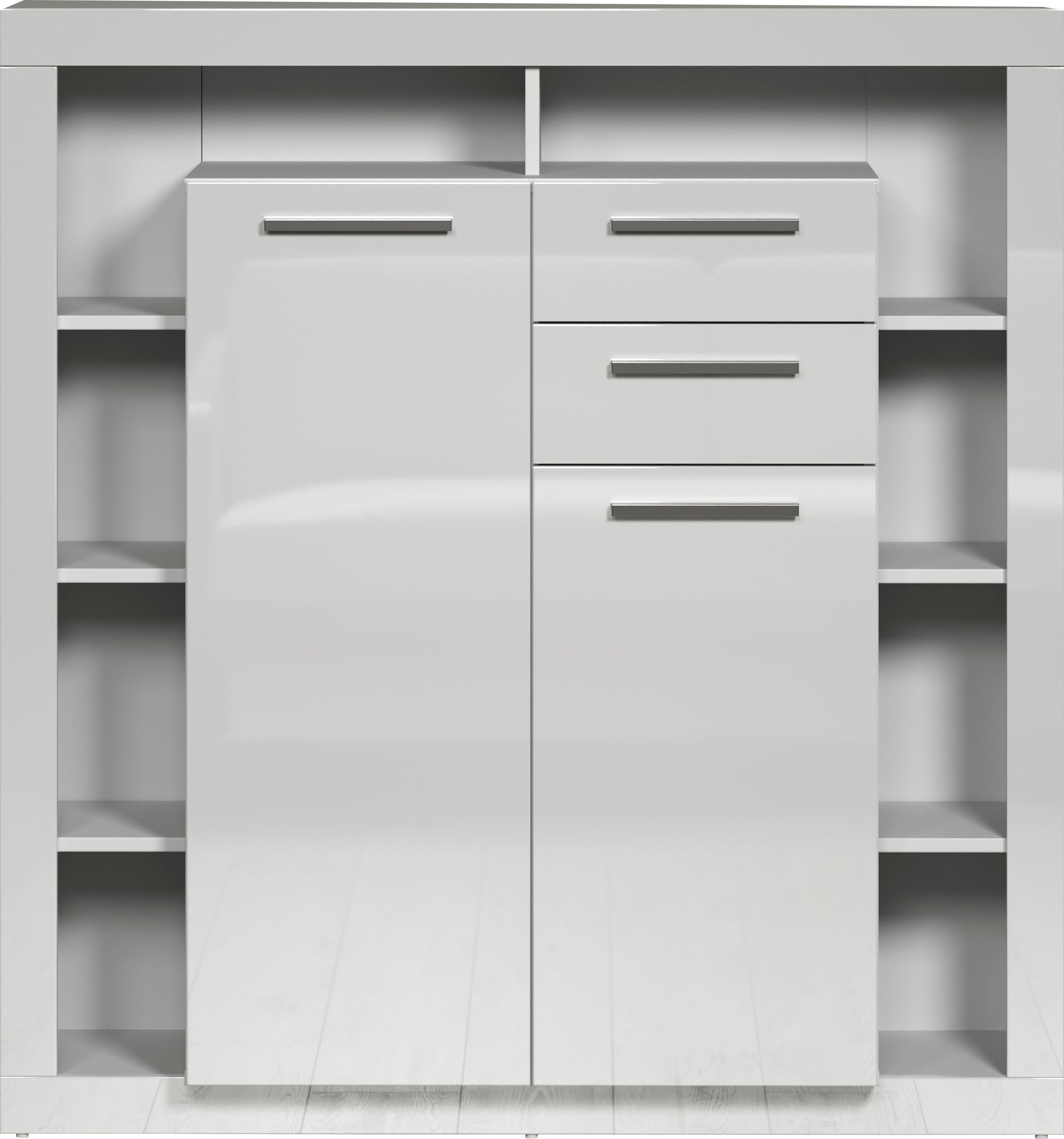 INOSIGN Highboard »Gwendolyn«, (1 St.), Moderner Wohnzimmerschrank mit vielen Ablagen - (B/T/H) 121/40/128 cm