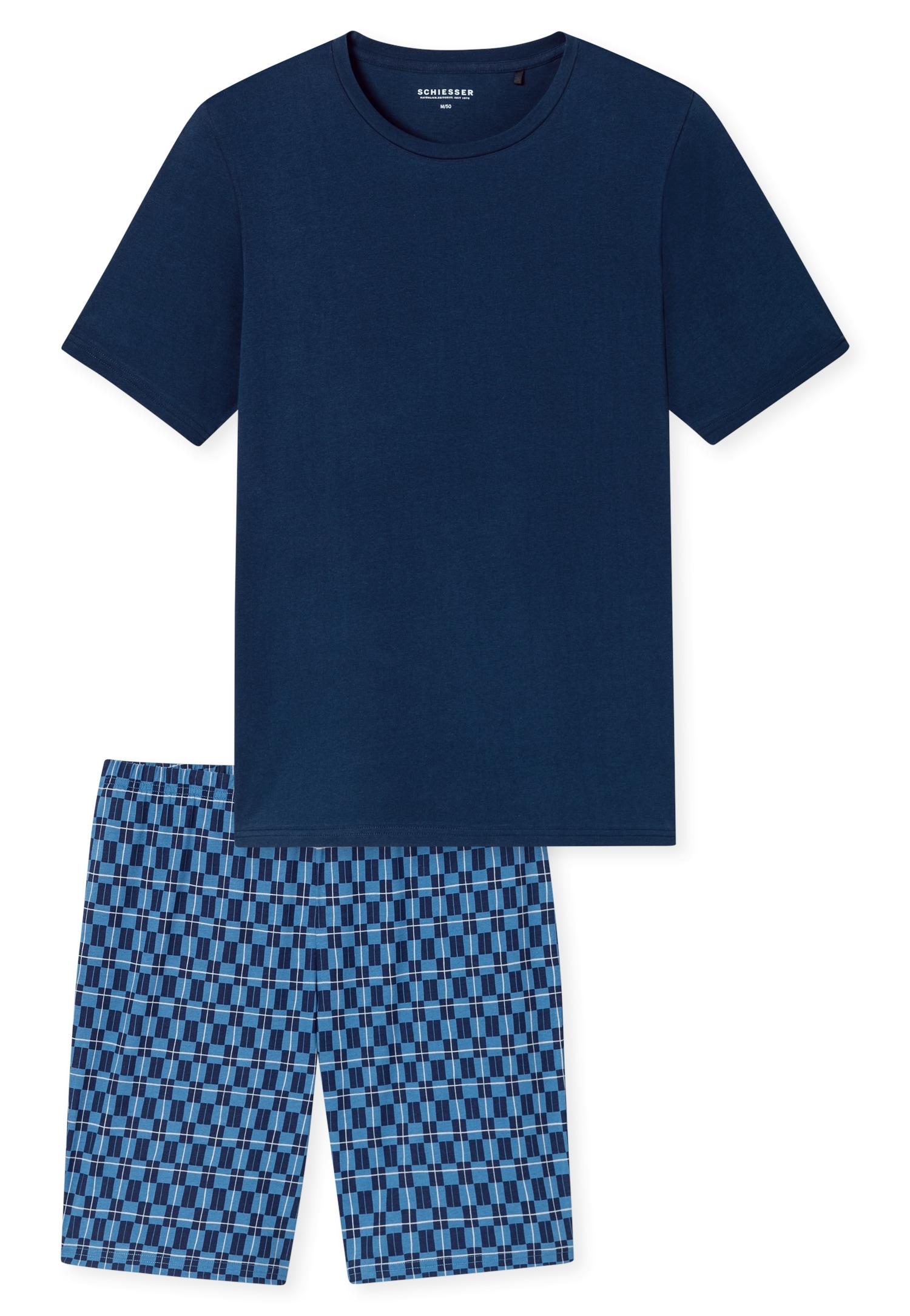 Schiesser Shorty »Casual Essentials« 2 tlg. mit unifarbenem Oberteil und gemusterter Hose