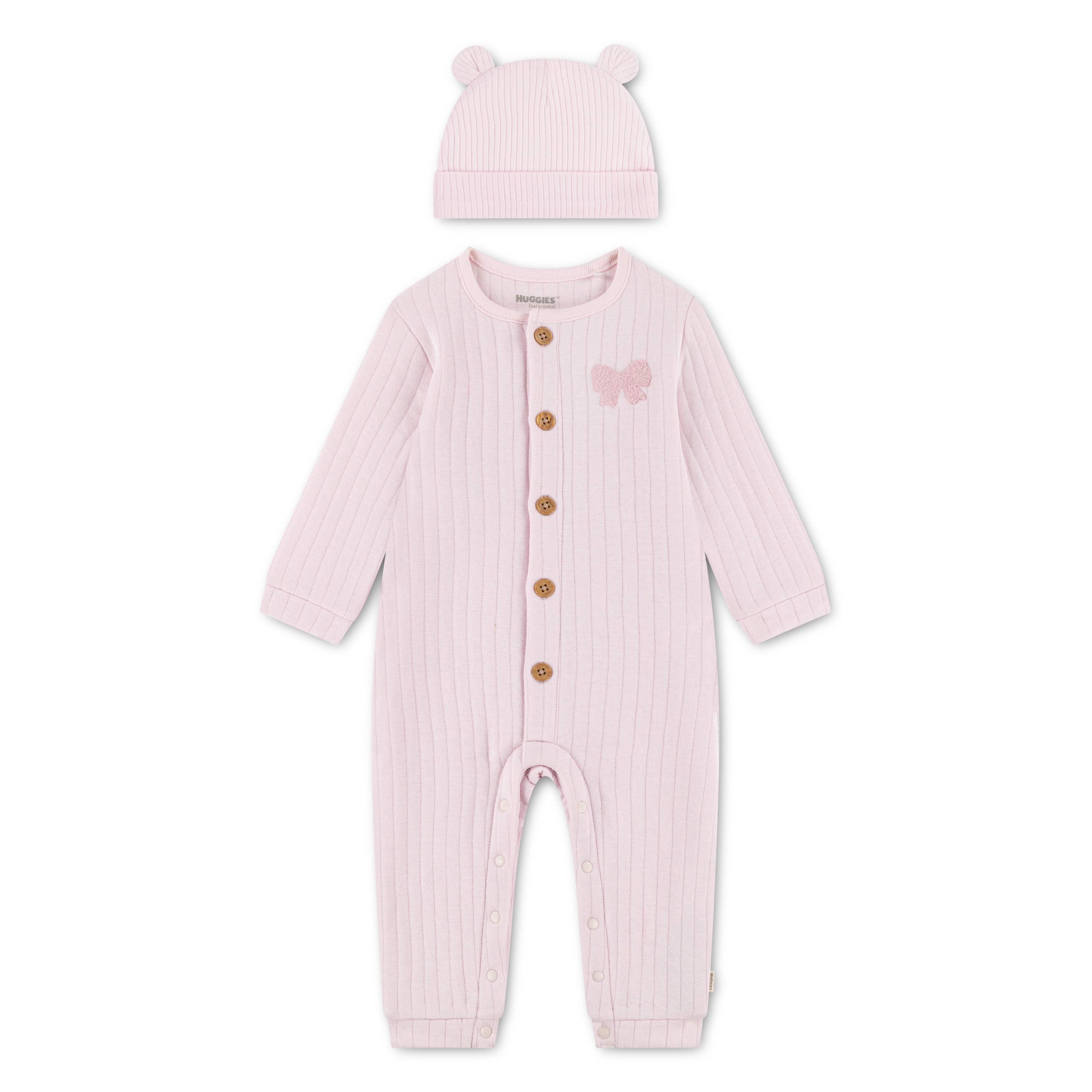 HUGGIES babywear Neugeborenen-Geschenkset "HUGB COVERALL ATTACHMENT" Set, 2 mit passendem Mützchen