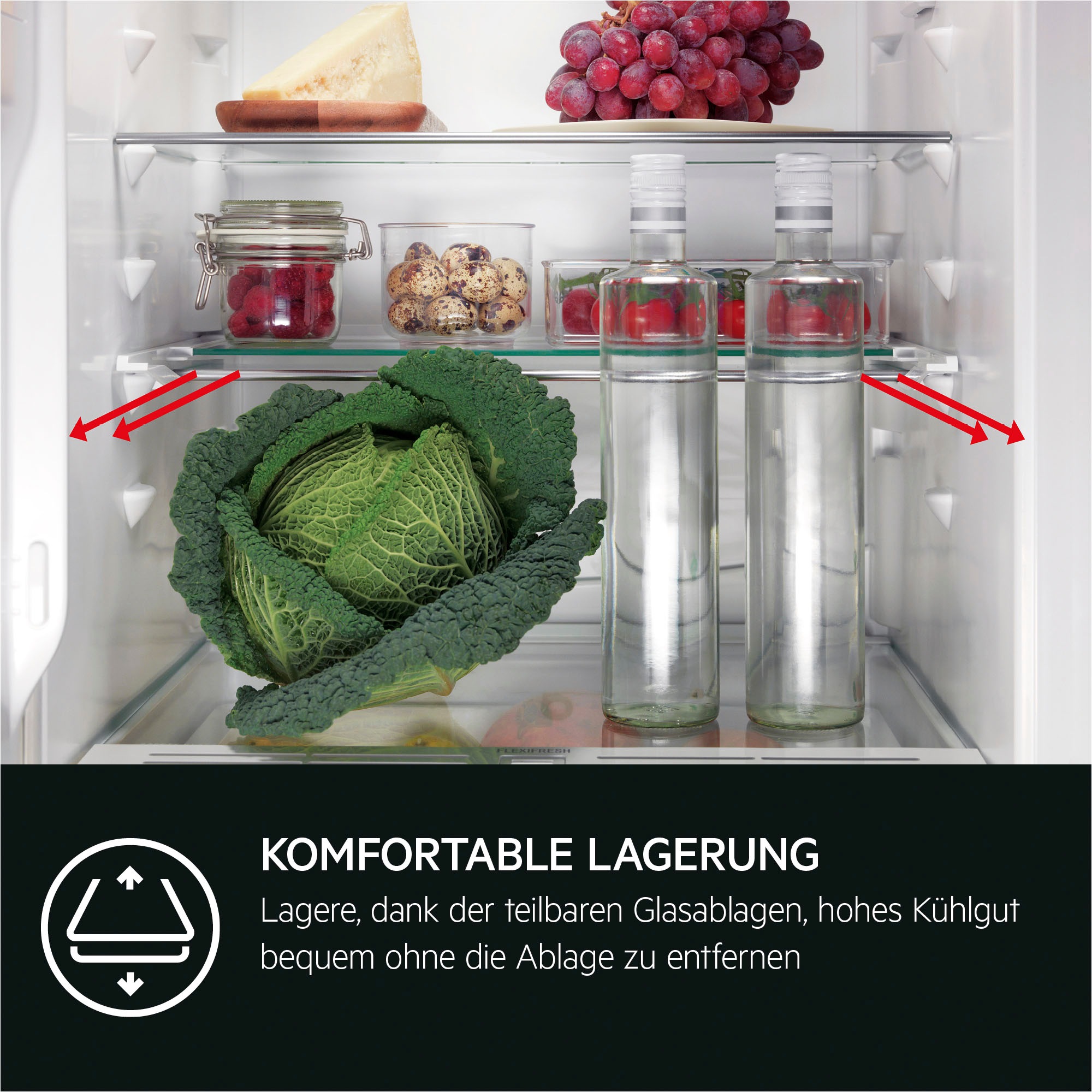 AEG Einbaukühlschrank Serie 5000 »TSK5O88WDF«, 203 L, variable Glasablagen bis zu 25 kg belastbar, Touch, Festtür