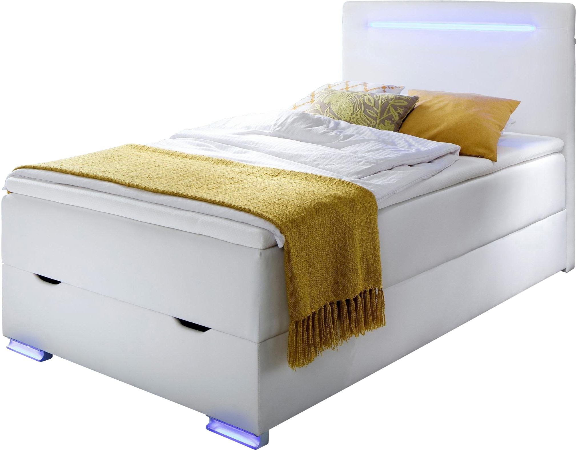 Boxspringbett »Las Vegas«, Füße und Kopfteil mit LED-Beleuchtung, mit Bettkasten und...