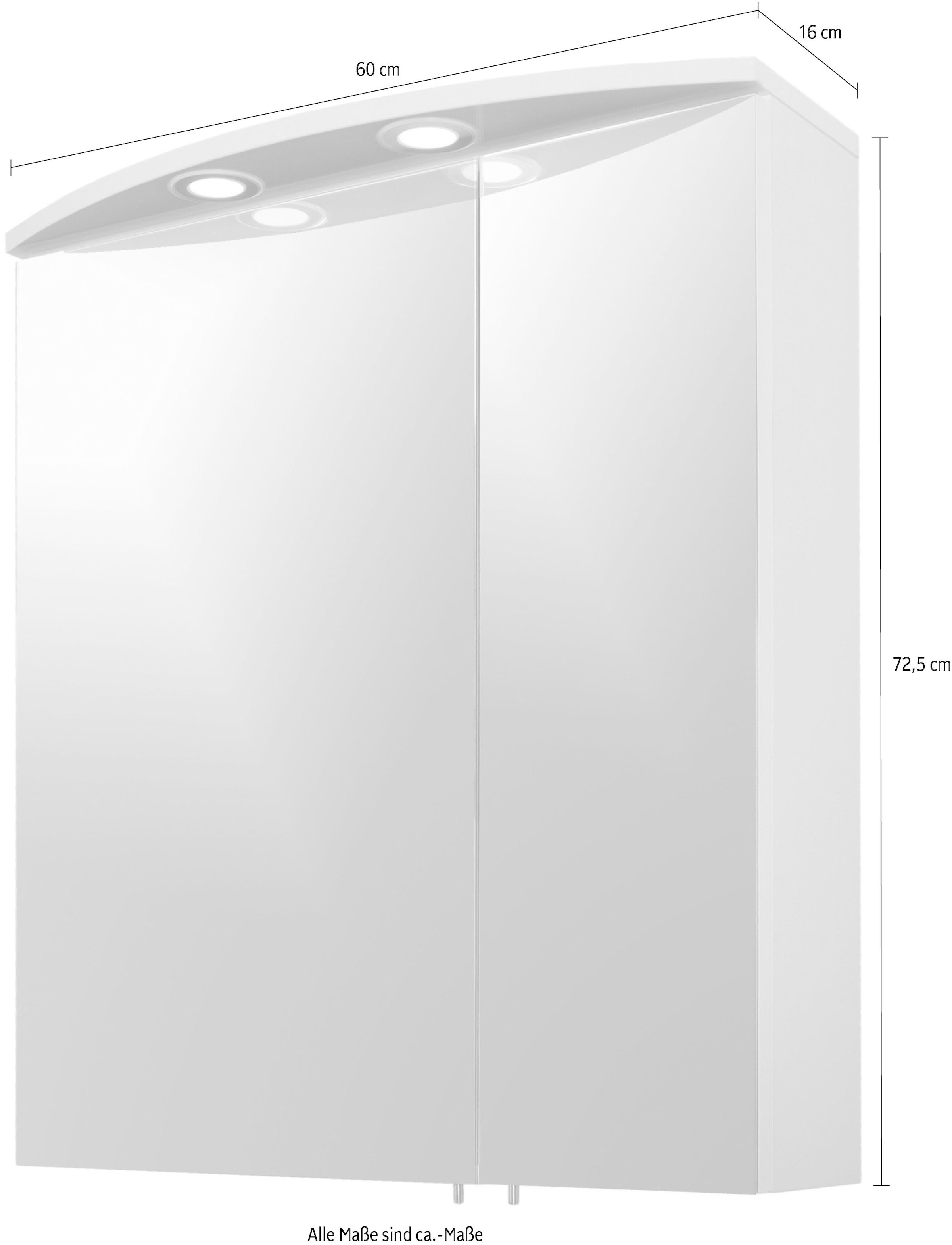 2 cm, BAUR Spiegelschrank 60 LED- 2-türig, | Schalter-/Steckdosenbox Breite »Verona«, Einbaustrahler, Schildmeyer bestellen