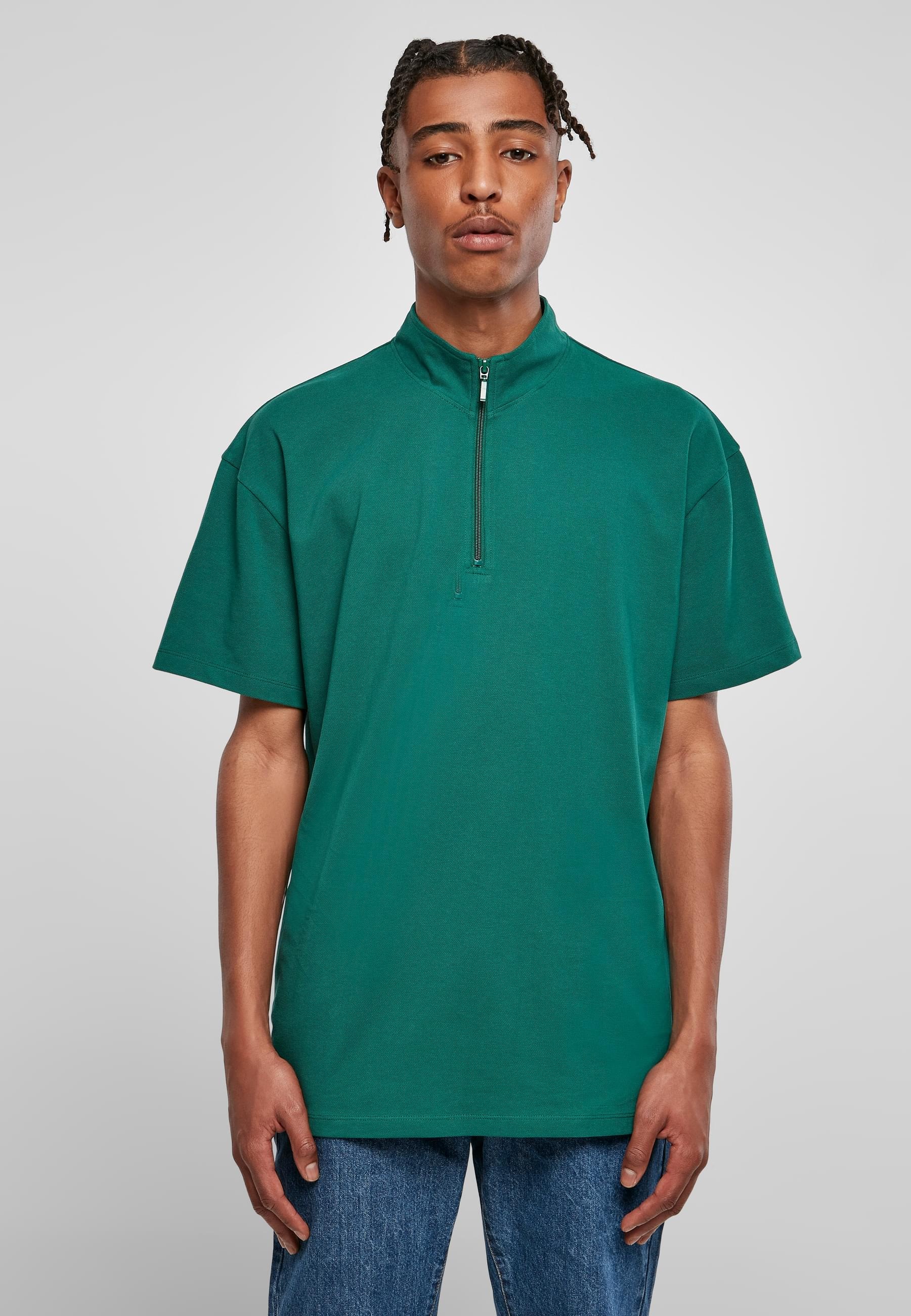 URBAN CLASSICS T-Shirt »Urban Classics Herren Boxy Zip Pique Tee«, (1 tlg.)