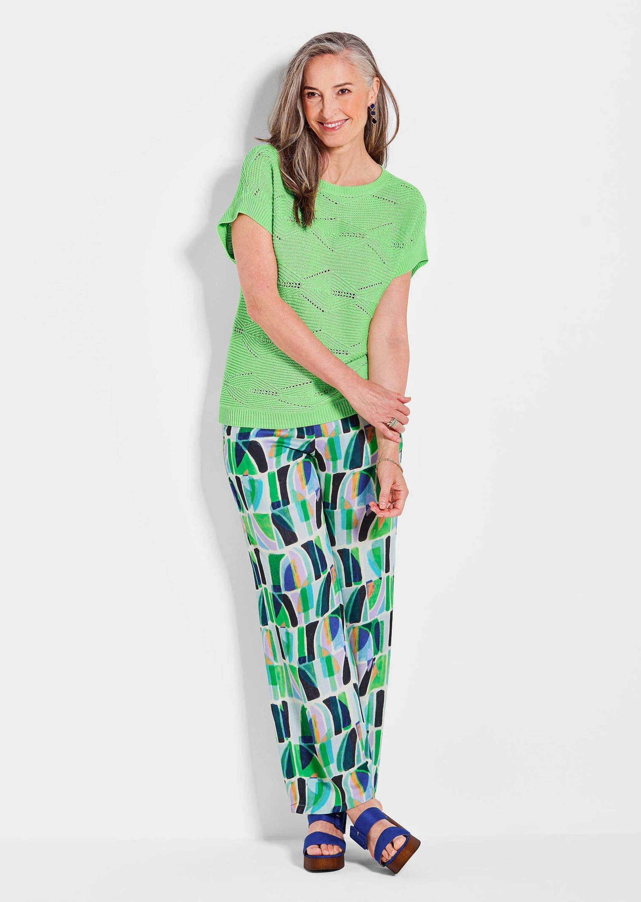 GOLDNER Strickpullover »Kurzarm Baumwoll-Strickshirt« Rippenbündchen