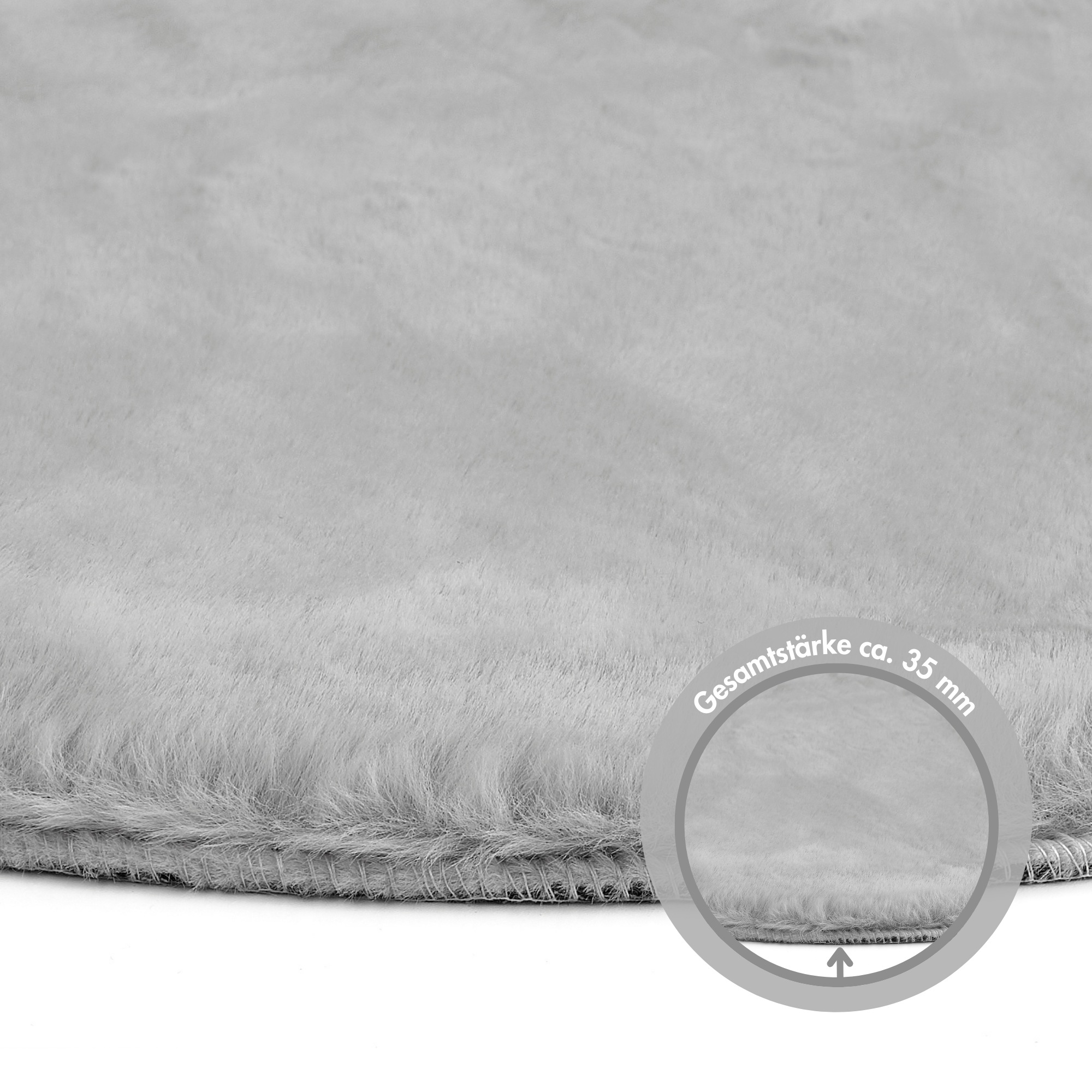 LUXOR living Fellteppich »Novara«, rund, 30 mm Höhe, Kunstfell, Kaninchenfell-Haptik, besonders weicher Hochflor