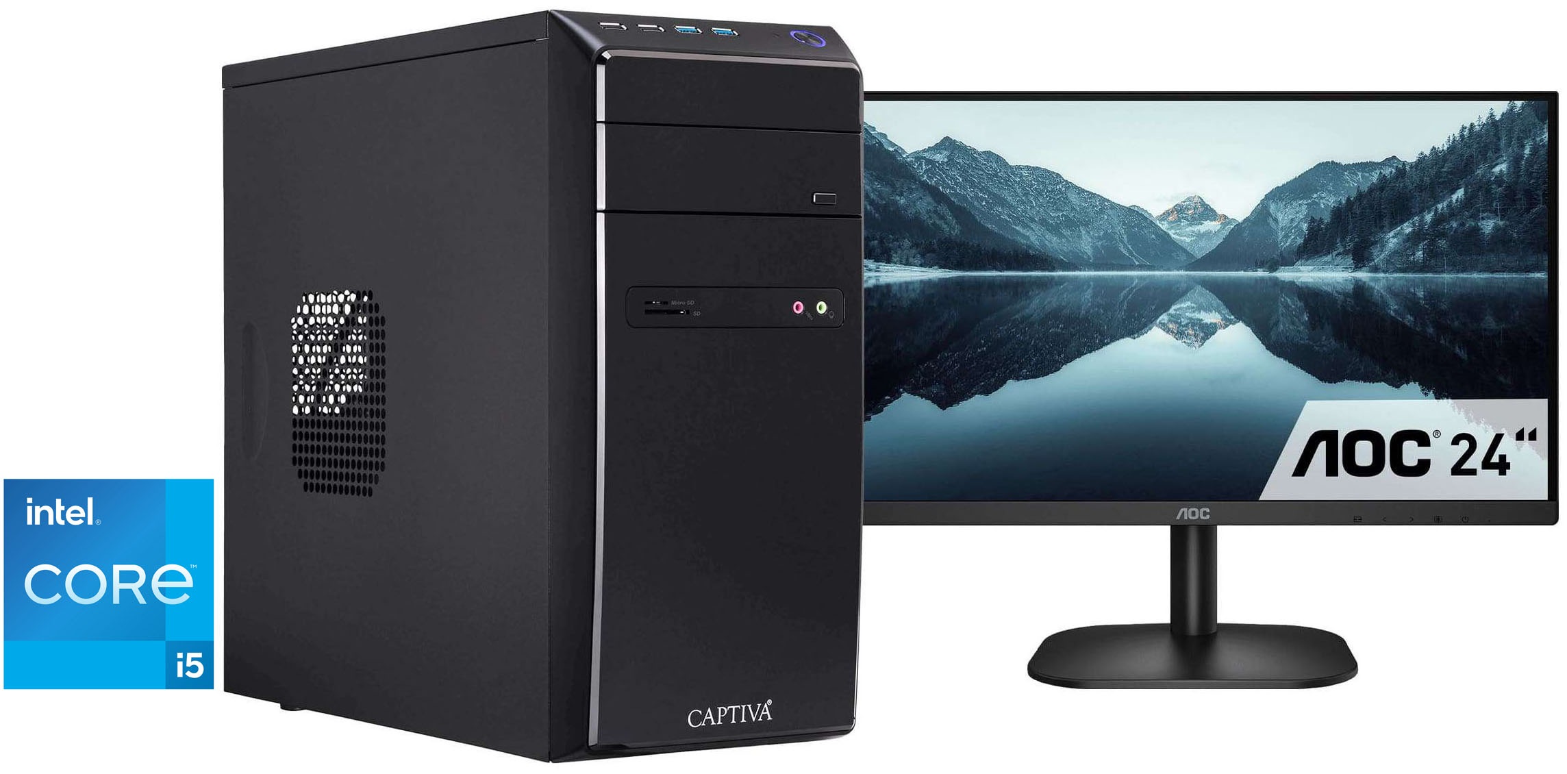 CAPTIVA Business-PC-Komplettsystem "Power-Starter I98-578 TFT Bundle", Microsoft Windows 11 Home (64 Bit), 8 GB RAM 1.000 GB SSD, schwarz,