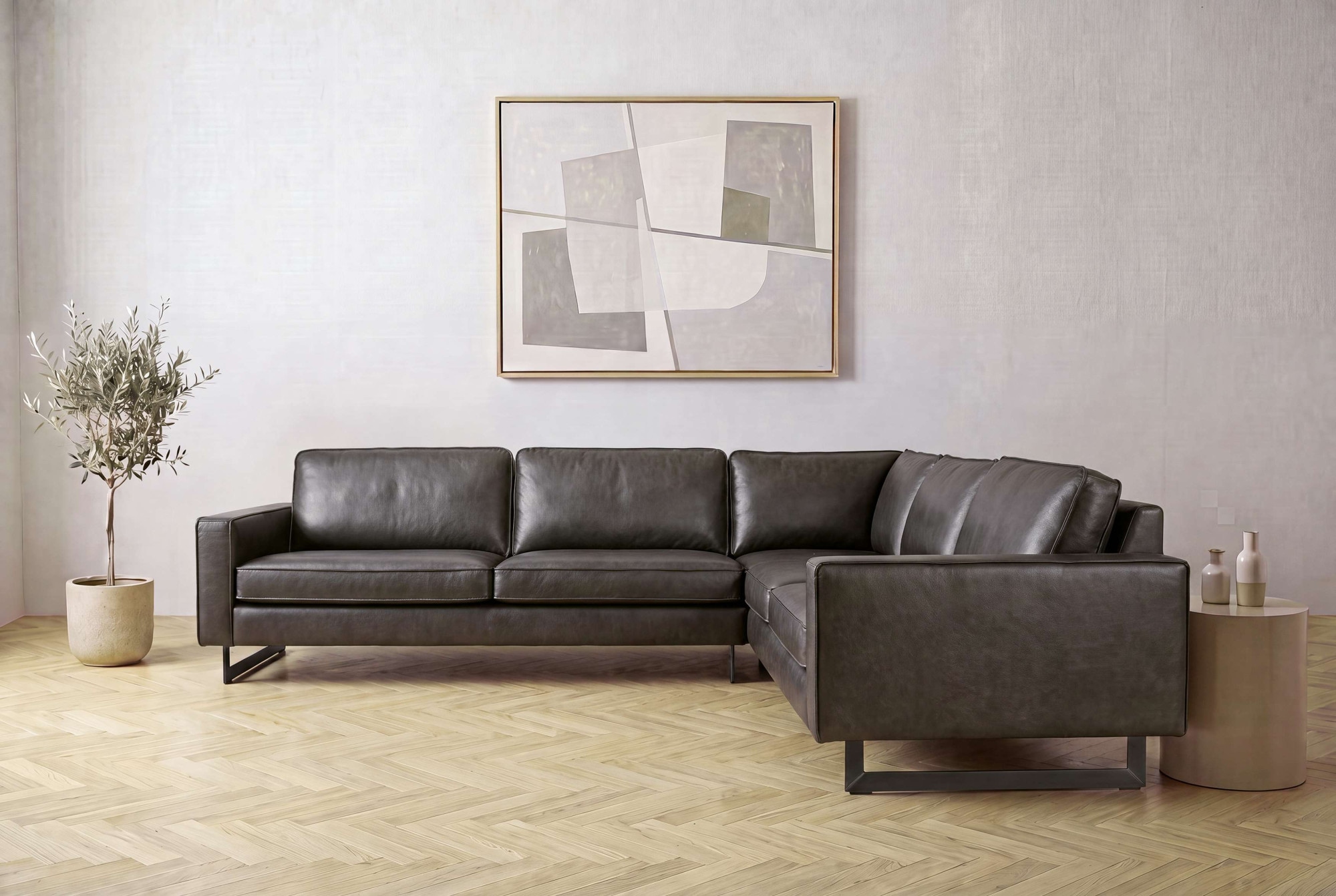 OTTO home Ecksofa "Pinto, XXL, 250/290 cm, langer Schenkel, Ottomane" Cord, Chenille, Lederoptik, mit Keder, Metallfüße, Wellenunterfederung
