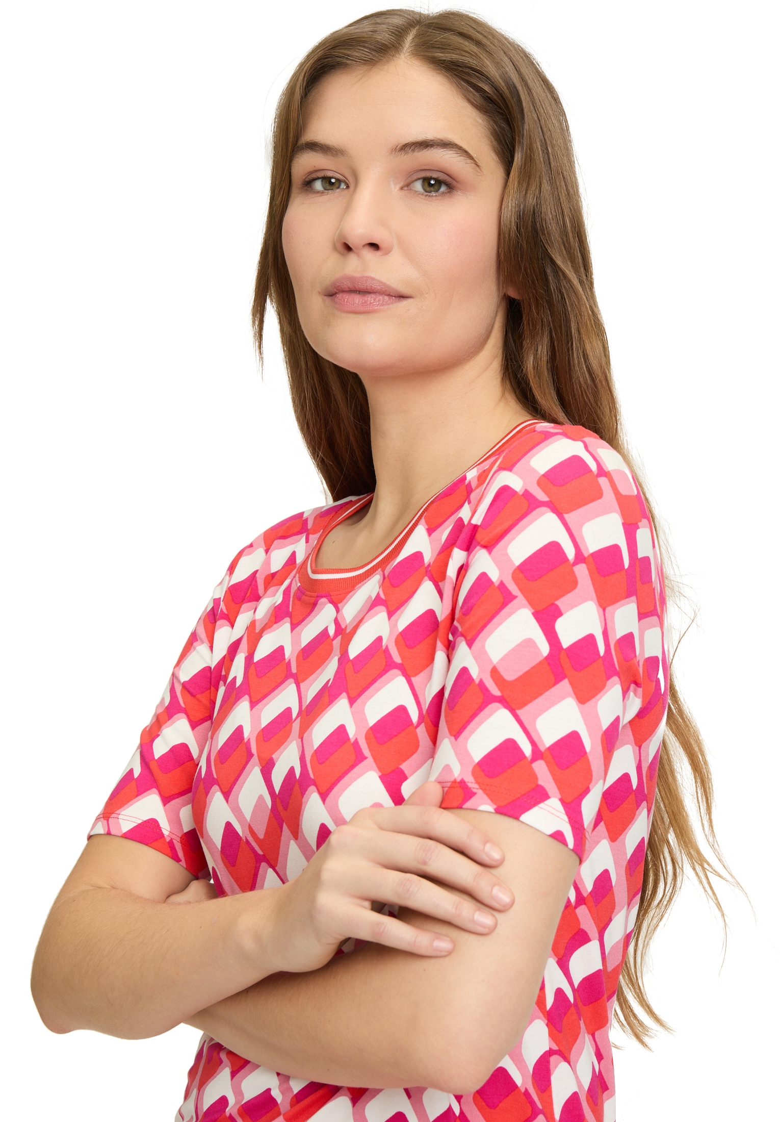 Betty Barclay Kurzarmshirt »Betty Barclay Damen Basic Shirt mit Print«, (1 tlg.), Rippbündchen