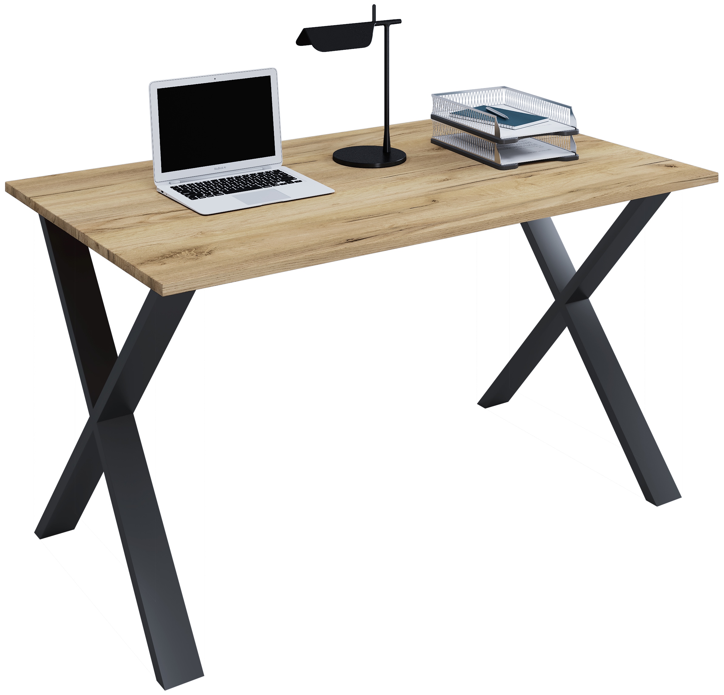 Schreibtisch VCM "Schreibtisch Bürotisch Computertisch 140x80 Lona X", braun (schwarz, honig, eiche), B:140cm T:80cm, Tische, Schreibtisch