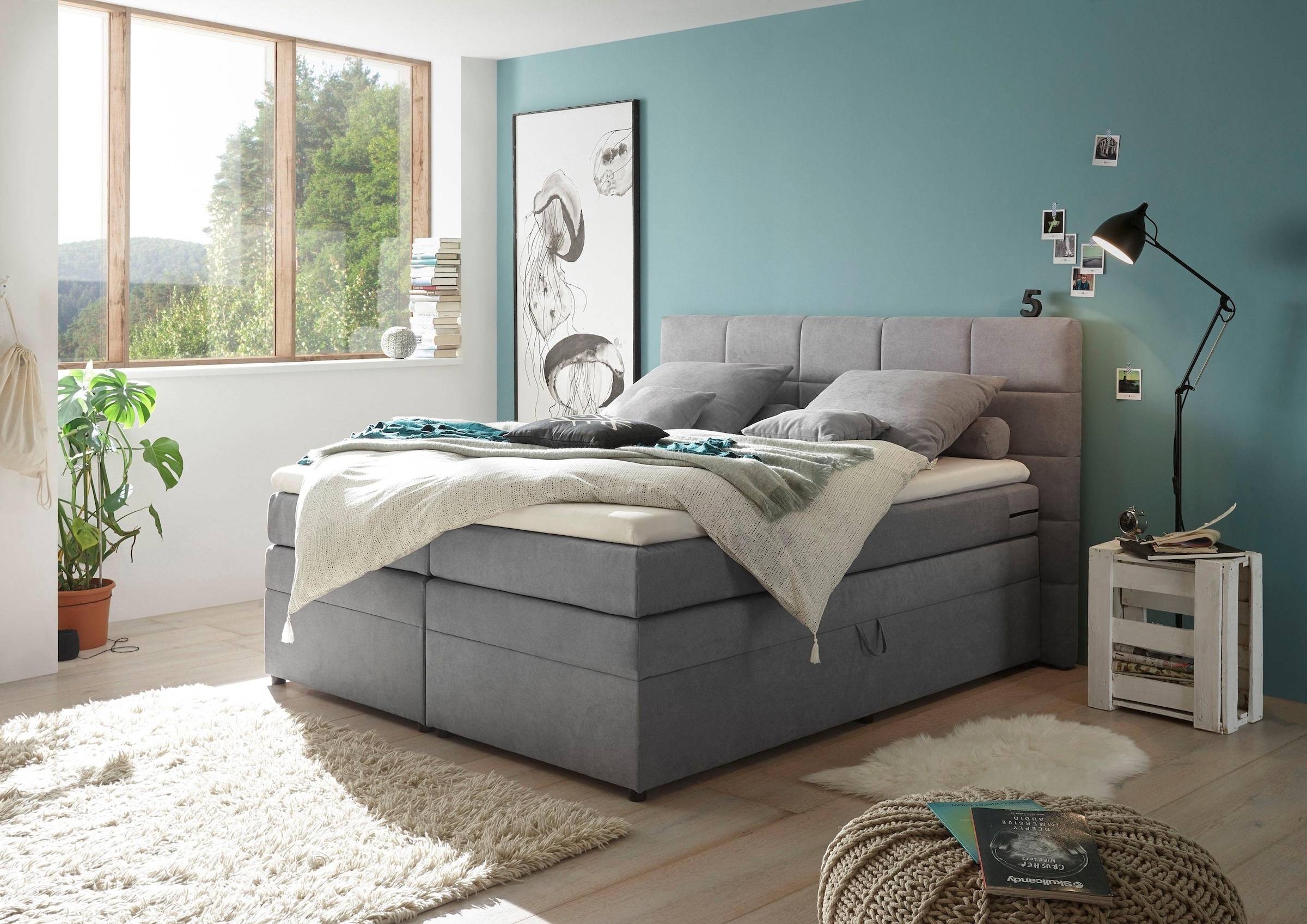 ED EXCITING DESIGN Boxspringbett "Tacoma", inkl. Bettkasten und Topper