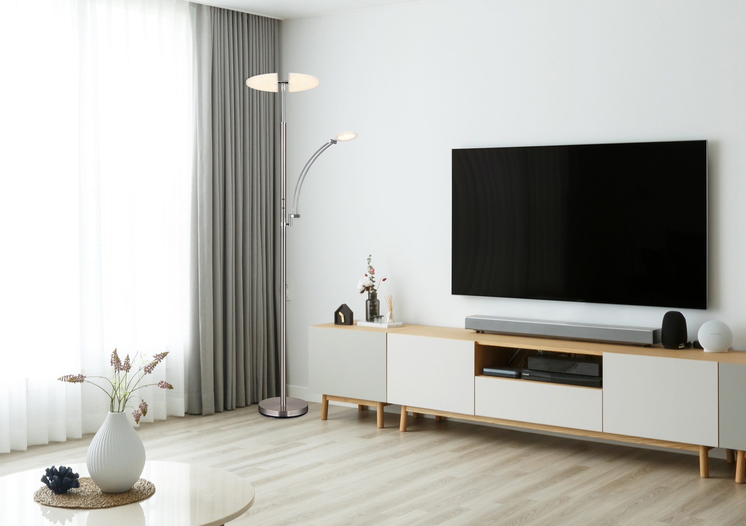 GLOBO LIGHTING Stehlampe »TIRANA« LED-Modul 1 Stk. Deckenfluter Metall, Acryl satiniert, dimmbar, LED 40W