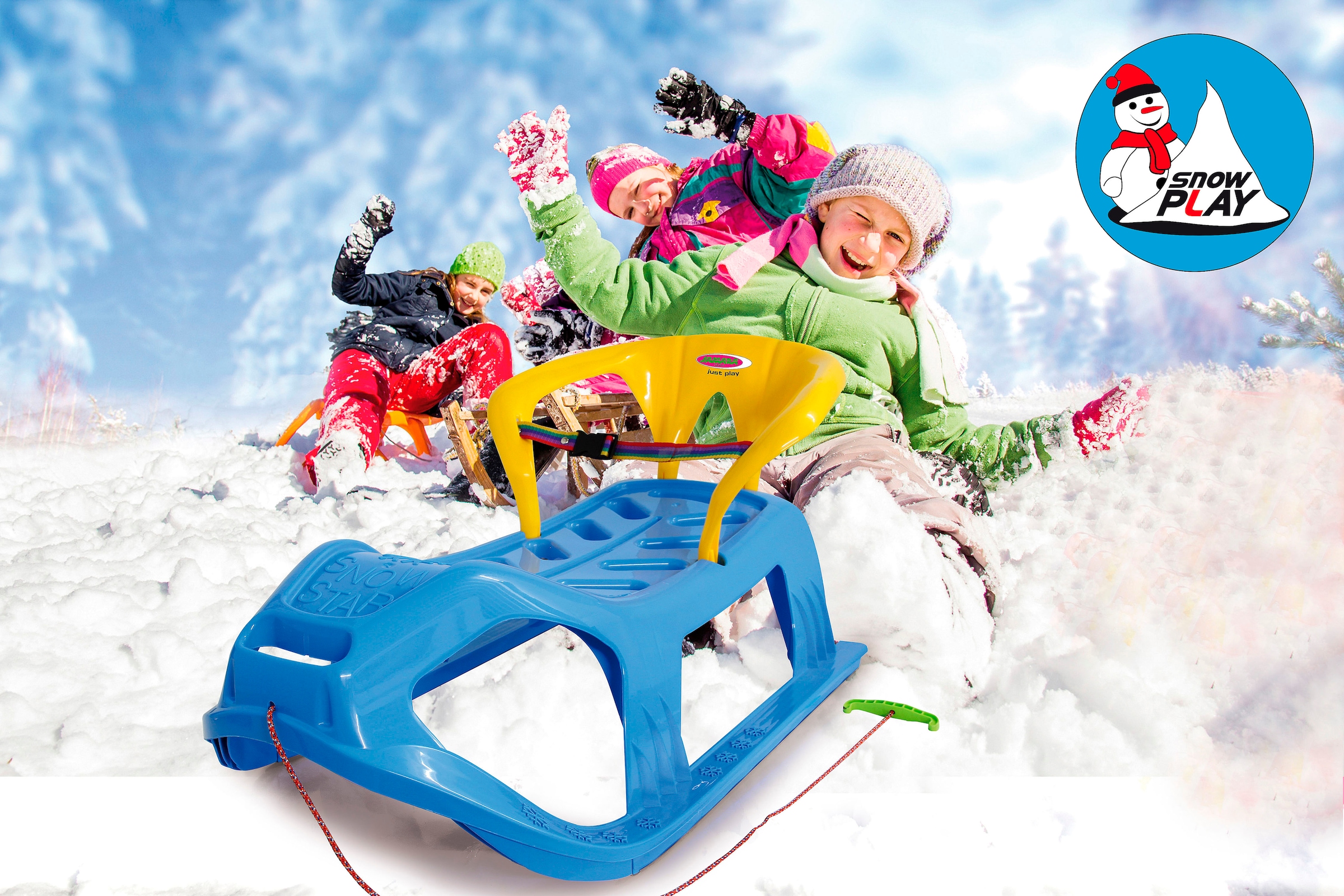Jamara Schlitten »Snow Play Schlitten Snow-Star 90 cm, mit Rückenlehne« Made in Europe