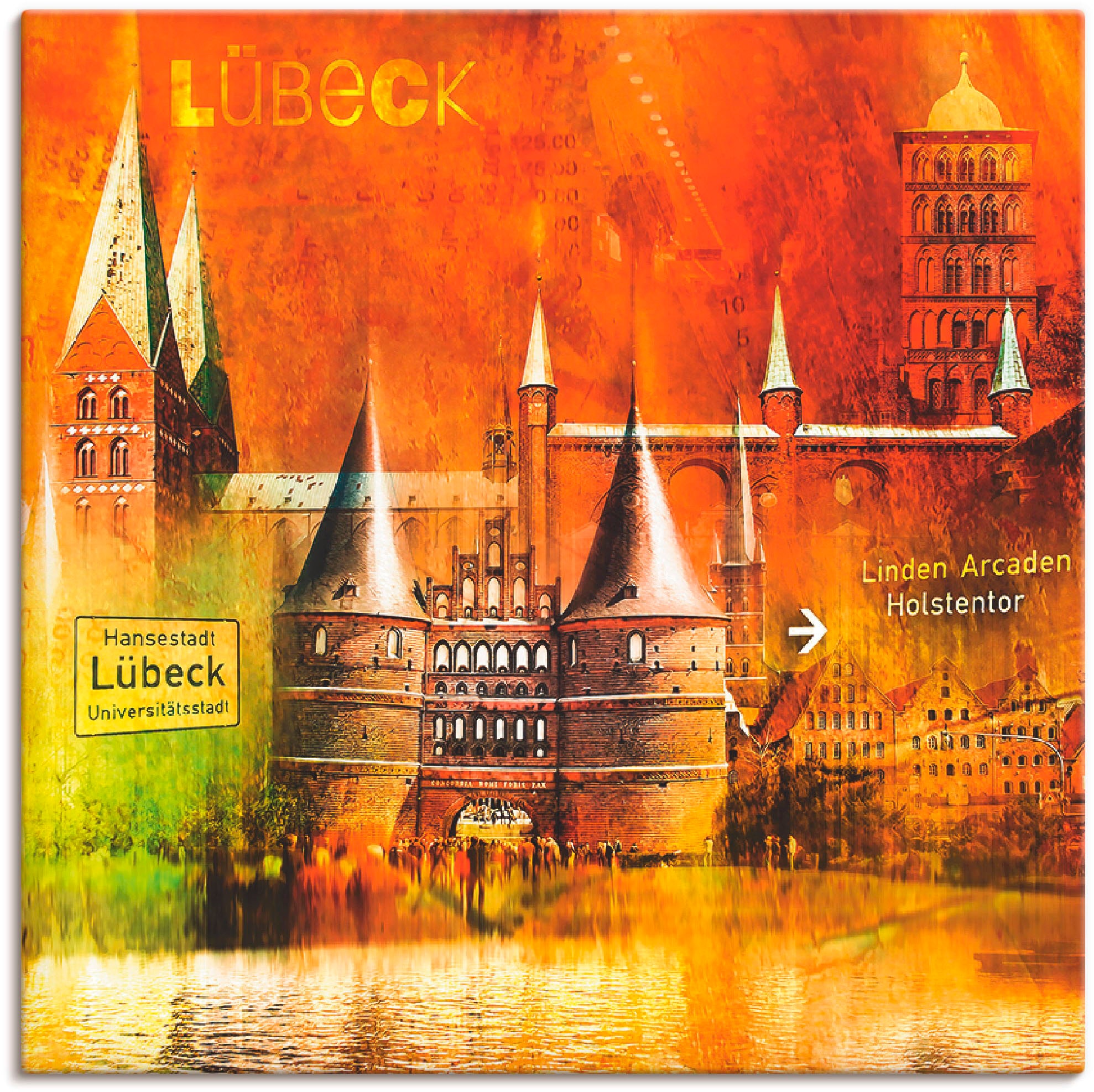 Leinwandbild, Artland Elemente, (1 in Poster versch. 04«, Wandbild BAUR »Lübeck Architektonische Größen bestellen Collage oder Hansestadt Wandaufkleber als St.), |
