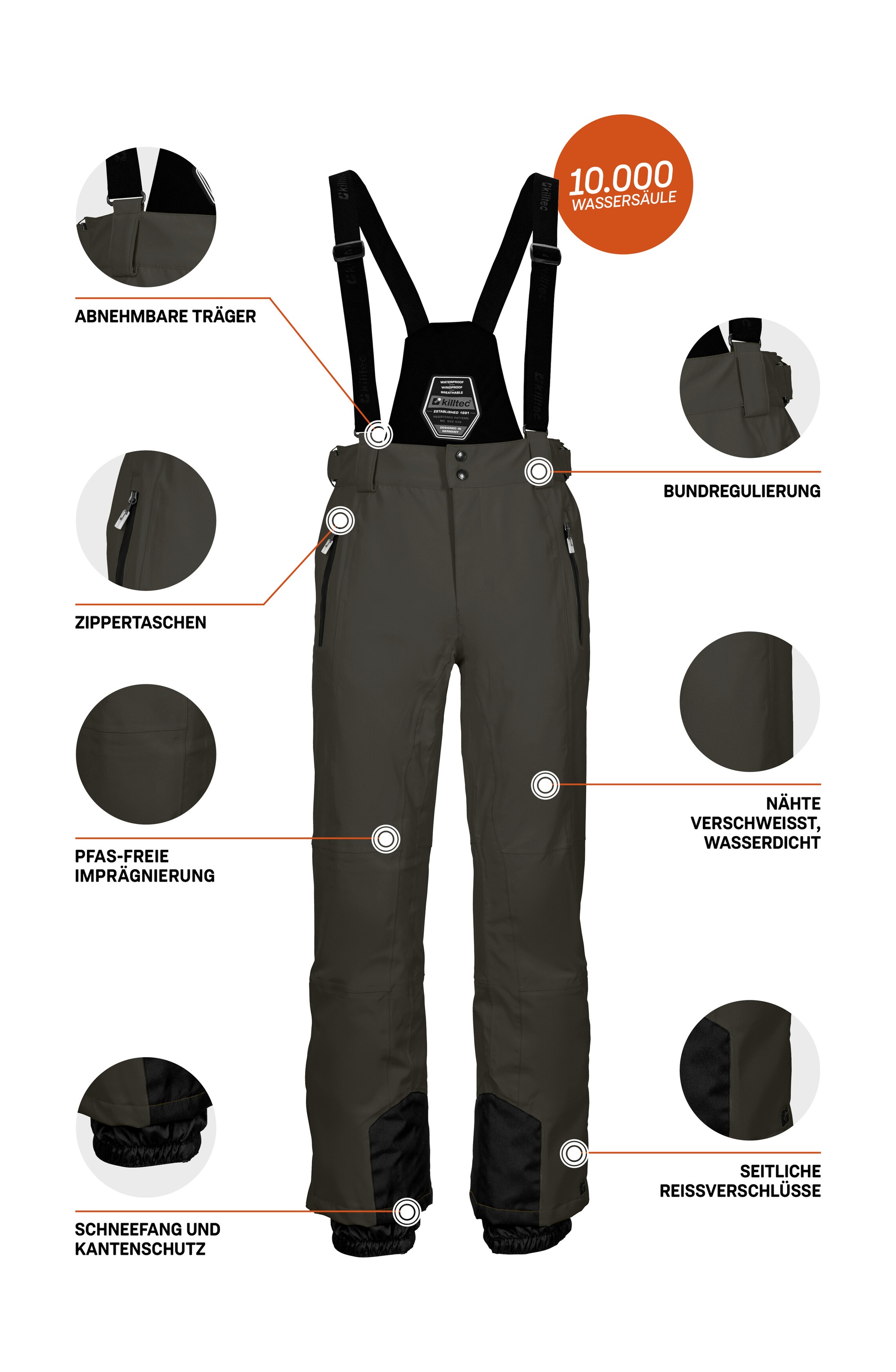 Killtec Skihose »KSW 100 ENOSH MN SKI PNTS«, Wind- und wasserdichte Skihose, verstellbar, mit Schneefängen
