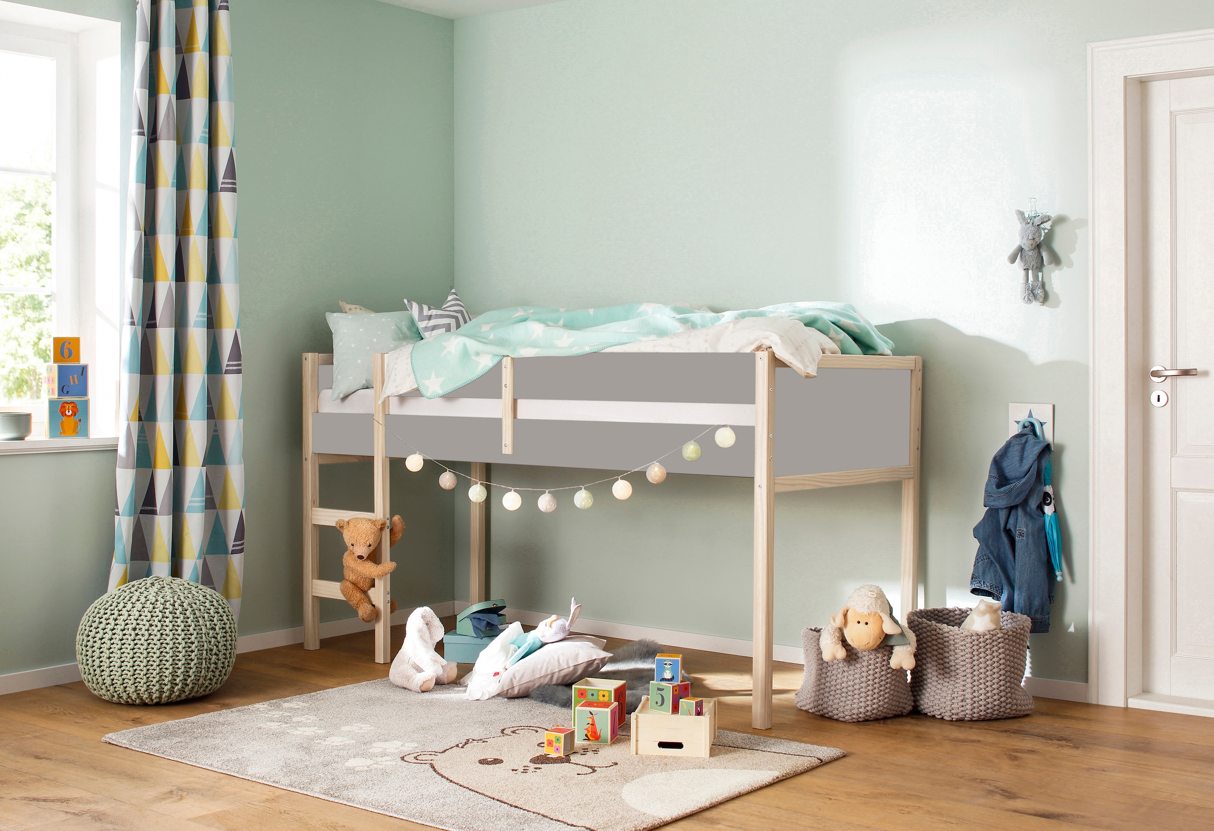 OTTO home Hochbett "Janne" Kiefernholz, Einzelbett, inklusive Holzleiter, L günstig online kaufen