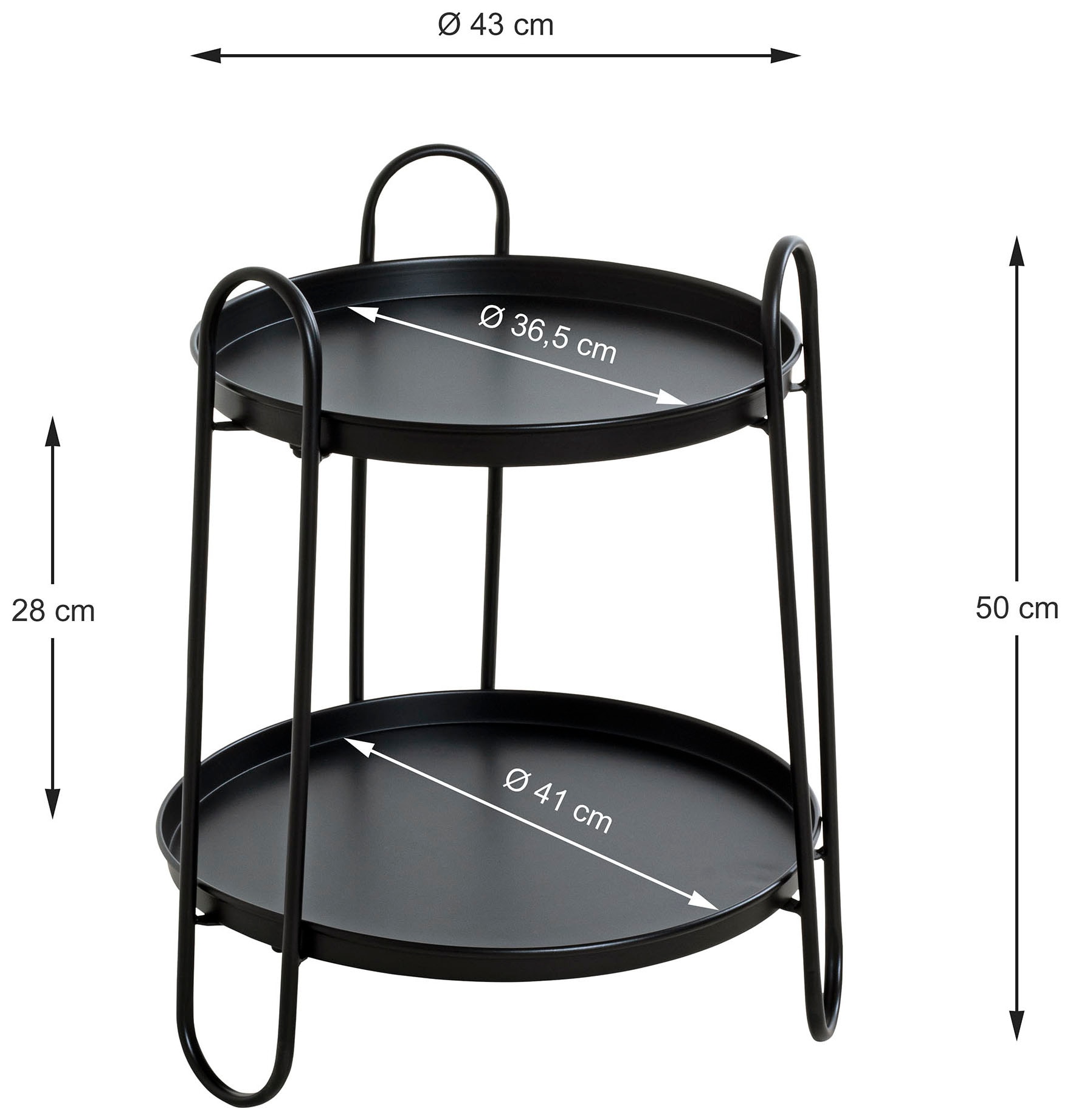 HAKU Beistelltisch »Sofatisch, Wohnzimmertisch« 1 Stk. tlg. rund - aus Metall Schwarz - Ø/H 43/50 cm