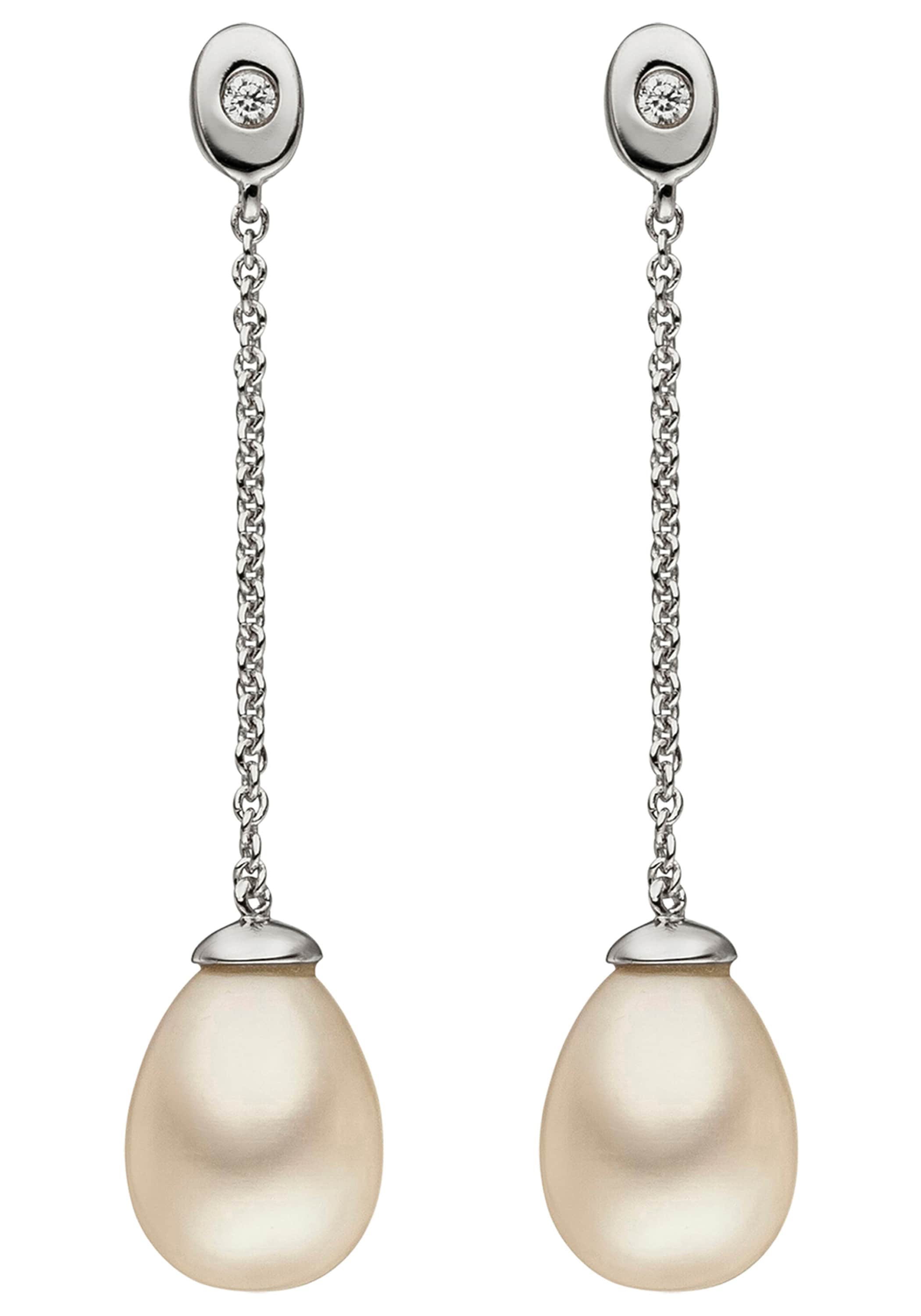 JOBO Perlenohrringe »Ohrstecker mit Perle hängend« 925 Silber rhodiniert