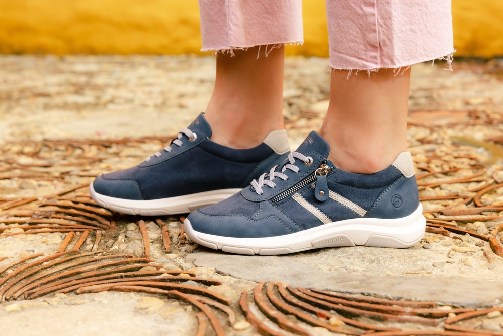 Keilsneaker REMONTE, Damen, Gr. 42, blau (jeansblau, hellgrau), Lederimitat, Textil, Schuhe, Freizeitschuh, Halbschuh, Schnürschuh in veganer Verarbeitung 2