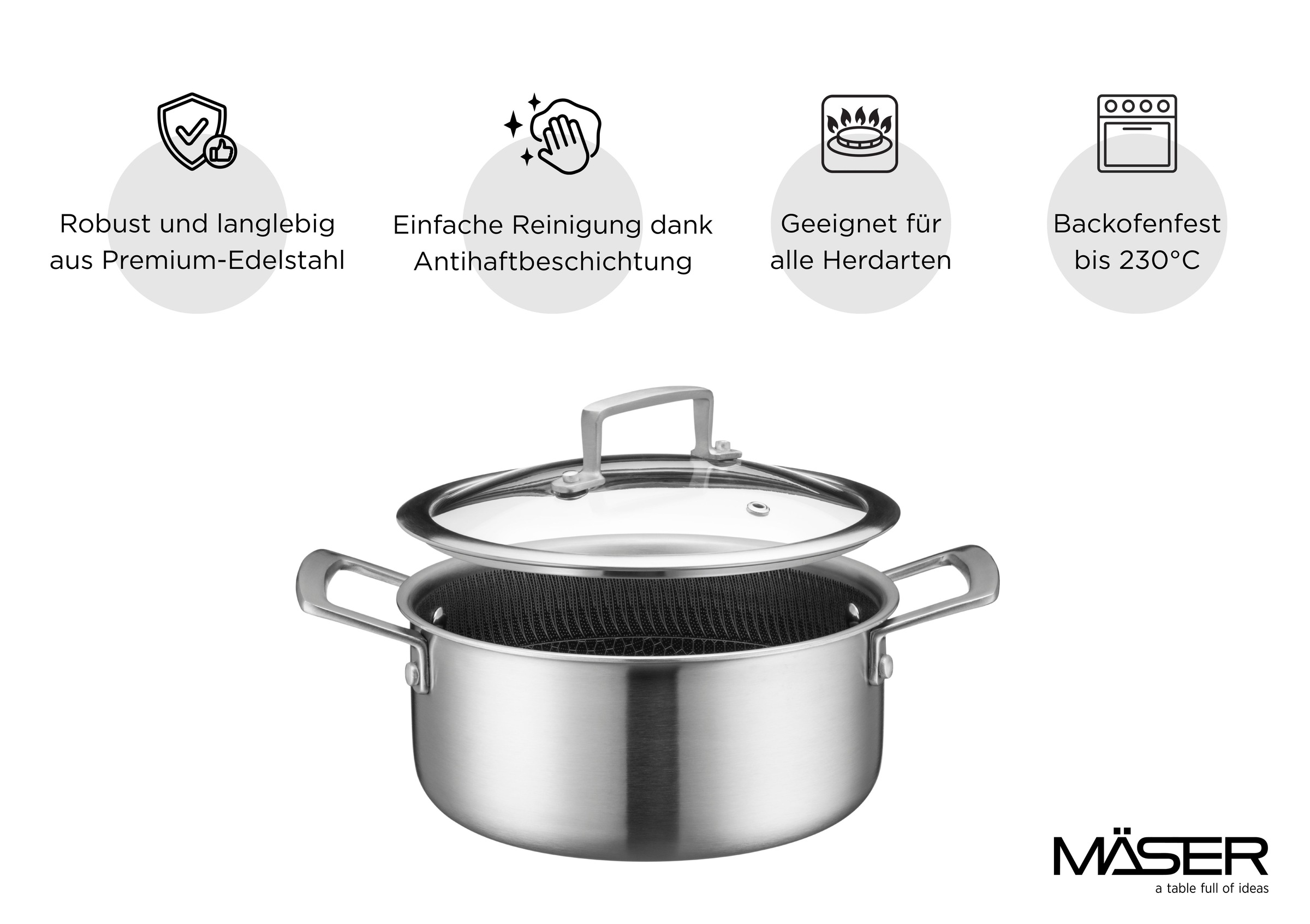 MÄSER Kochtopf »Hestia Keramik« Set, 2 tlg. Edelstahl 18/10