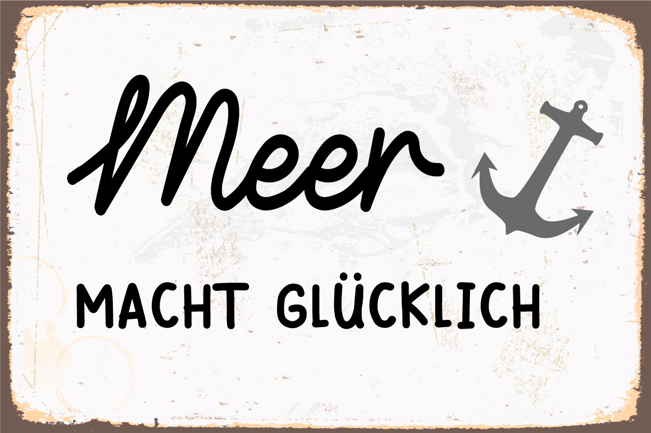 queence Metallbild "Meer macht glücklich", Schriftzüge-Schriftzug, (1 St.), günstig online kaufen