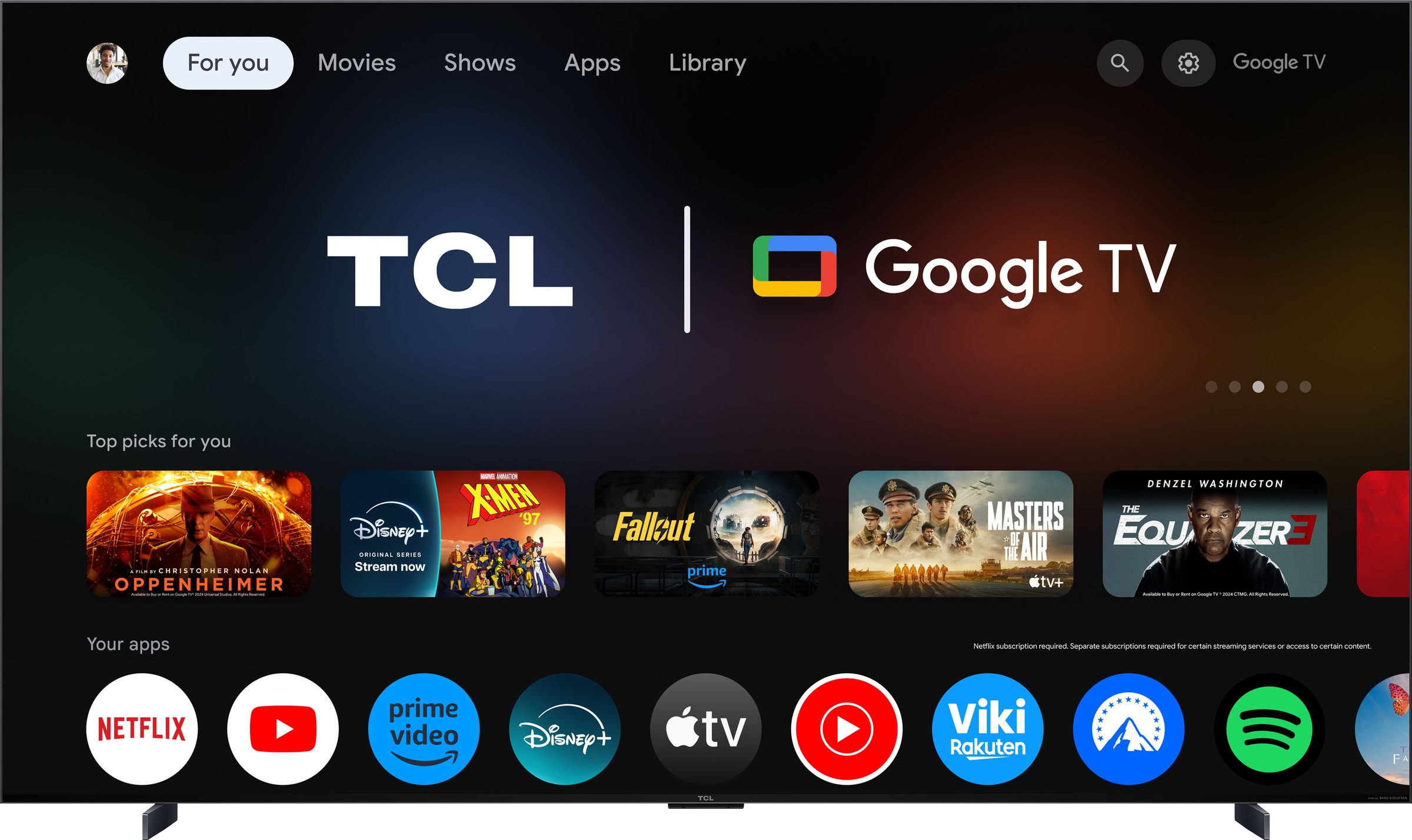 TCL QLED Mini LED-Fernseher »98Q7CX7«, 4K Ultra HD, Google TV-Smart-TV, Audio von Bang & Olufsen, Präzises Dimming, Smart TV, Apple TV, 4K HDR