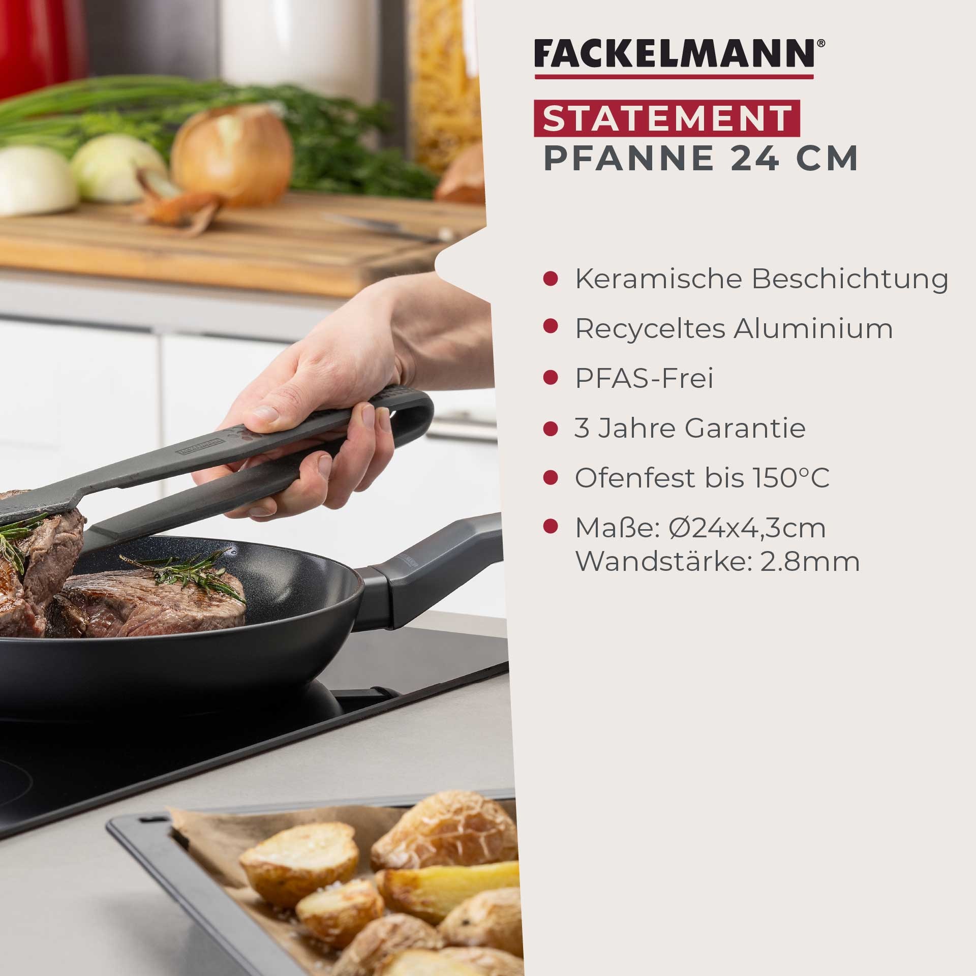 FACKELMANN Bratpfanne »Statement«, Aluminium, (Set, 3 tlg.), 3er Pfannenset Statement – Bratpfannen, Kochpfannen, Aluminium-Pfannen