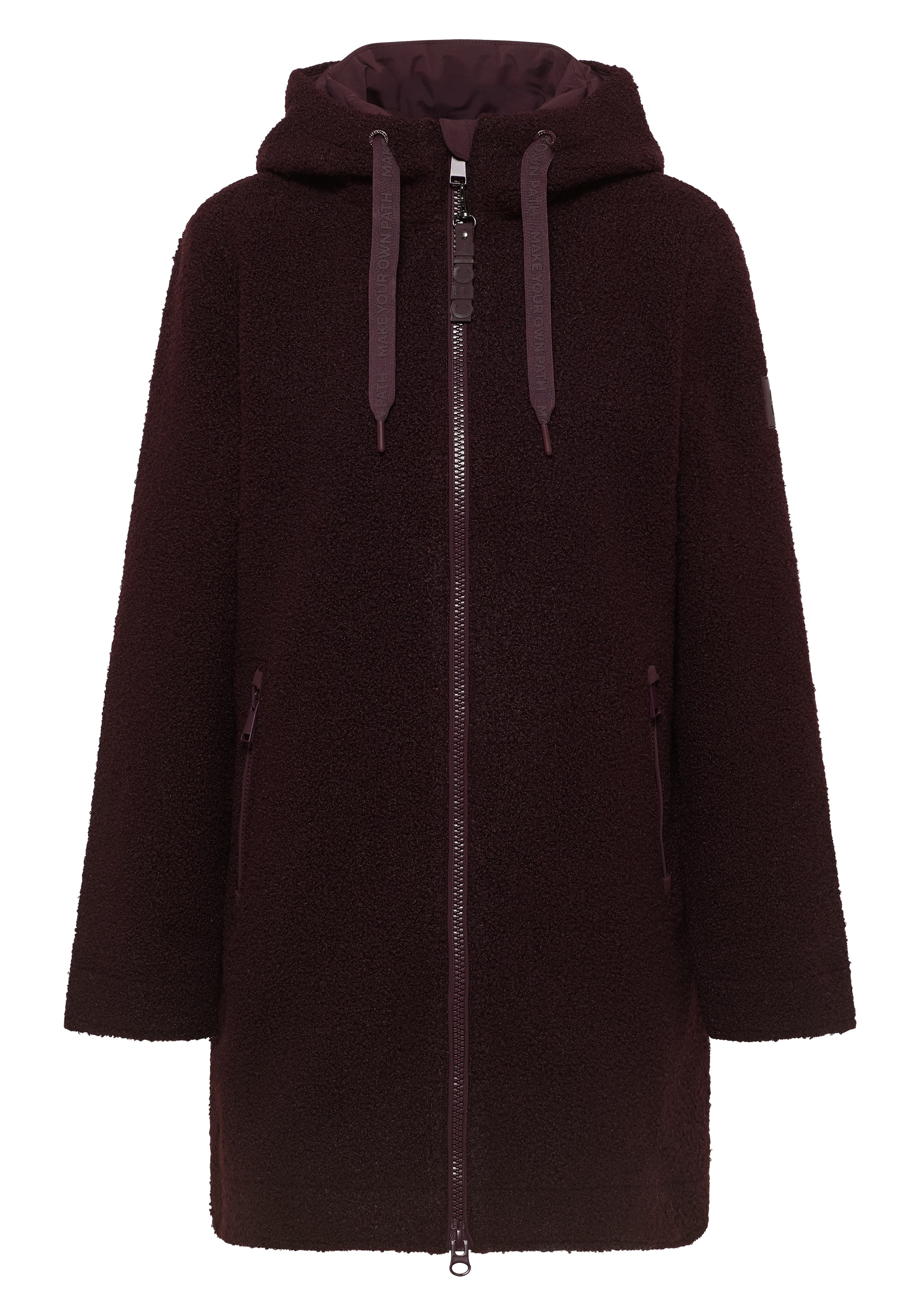 Cecil Fellimitatmantel mit Kapuze mit Tunnelzugband