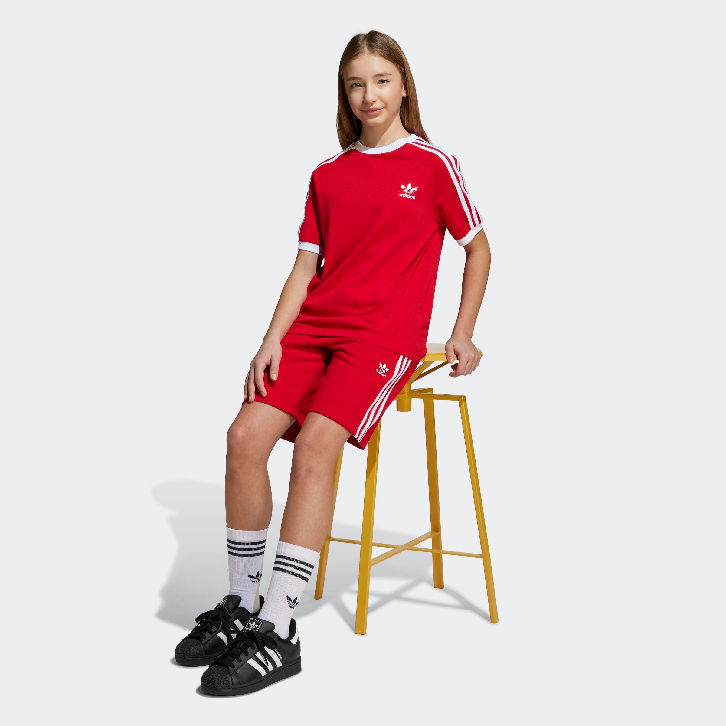 adidas Originals T-Shirt »3 STRIPE TEE« sportlicher Stil, mit kurzen Ärmeln, für Kinder, aus Baumwolle