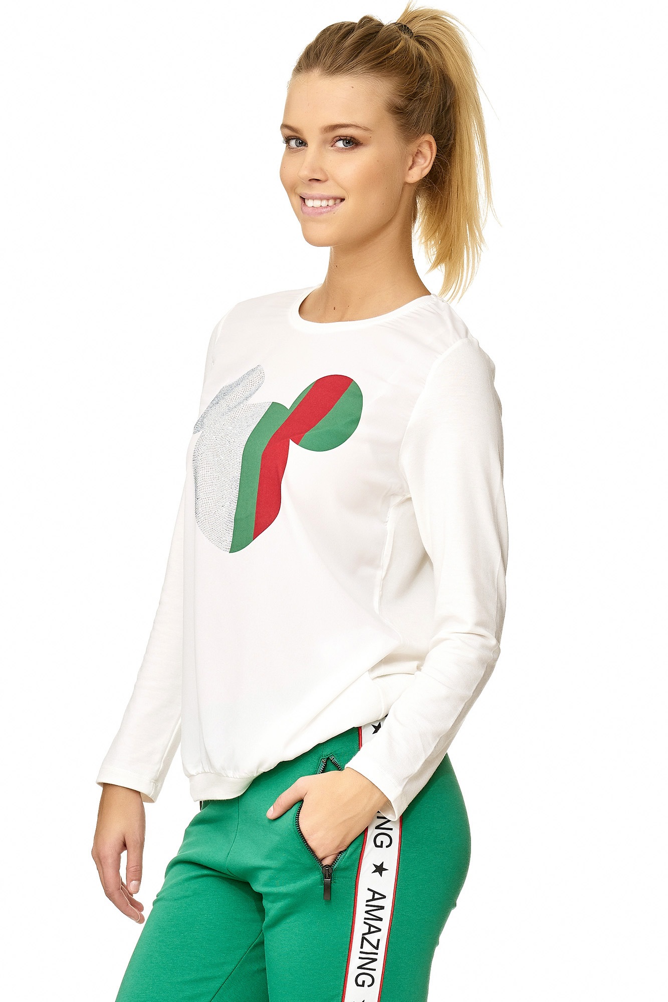 Decay Langarmshirt, mit gestreiftem Cartoon-Aufdruck 3221729