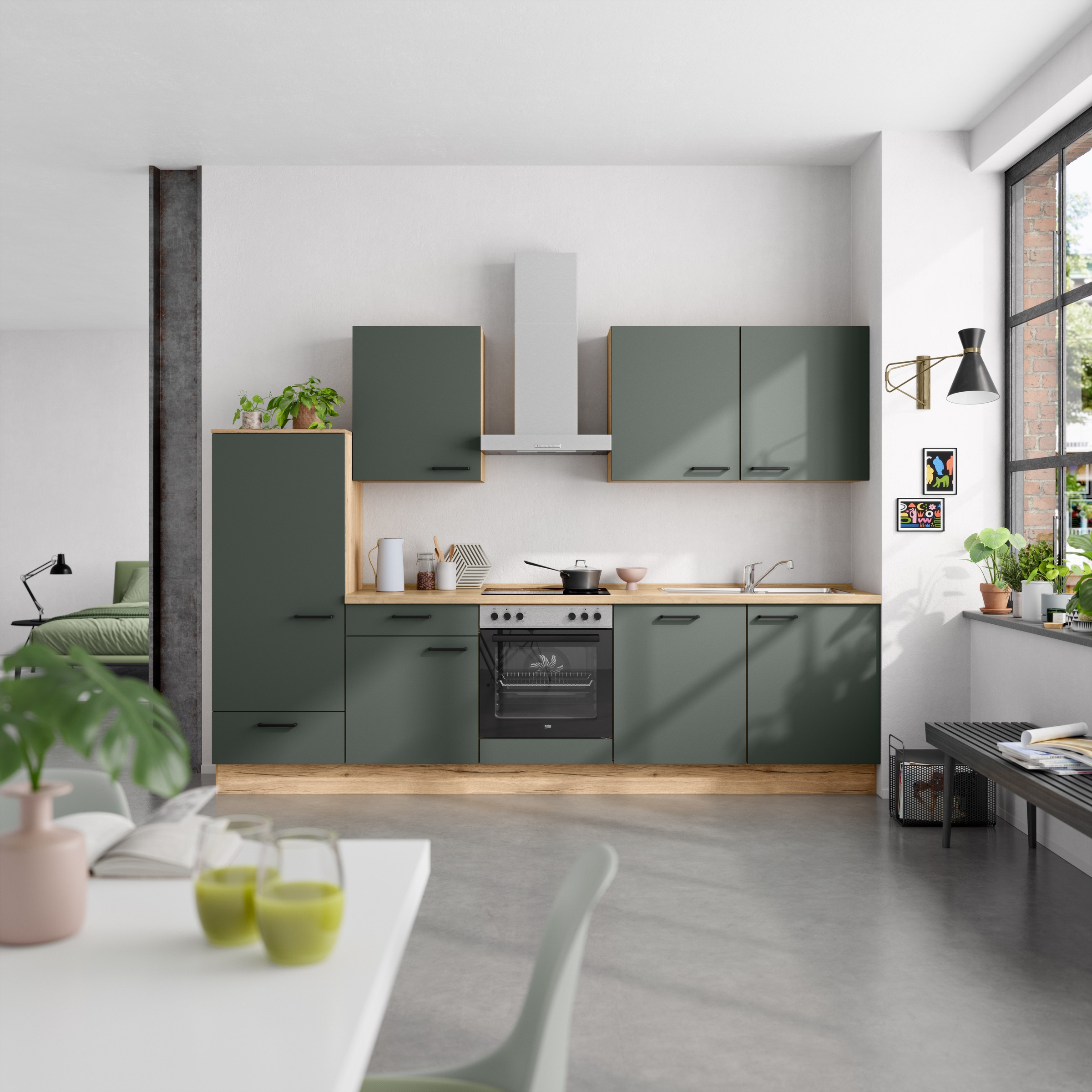 nobilia® Küchenzeile »"Easytouch I"«, vormontiert, Ausrichtung wählbar, Breite 300 cm, wahlw. mit E-Geräten