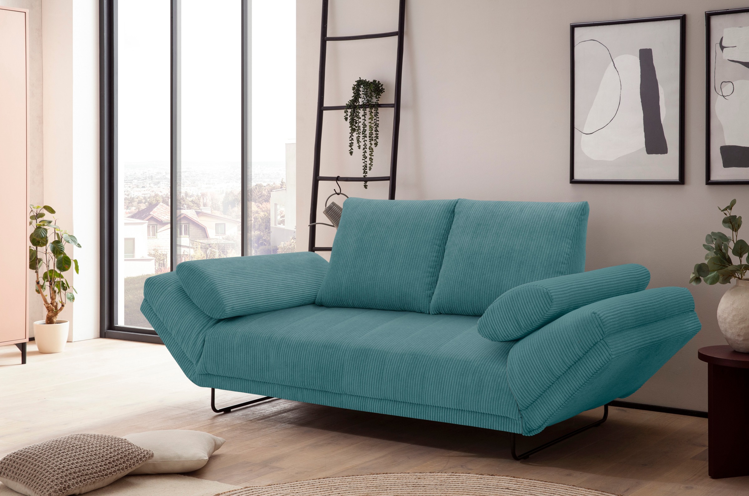 Home affaire Schlafsofa "Jadelyn mit klappbaren Armlehnen, Bettsofa mit Fed günstig online kaufen