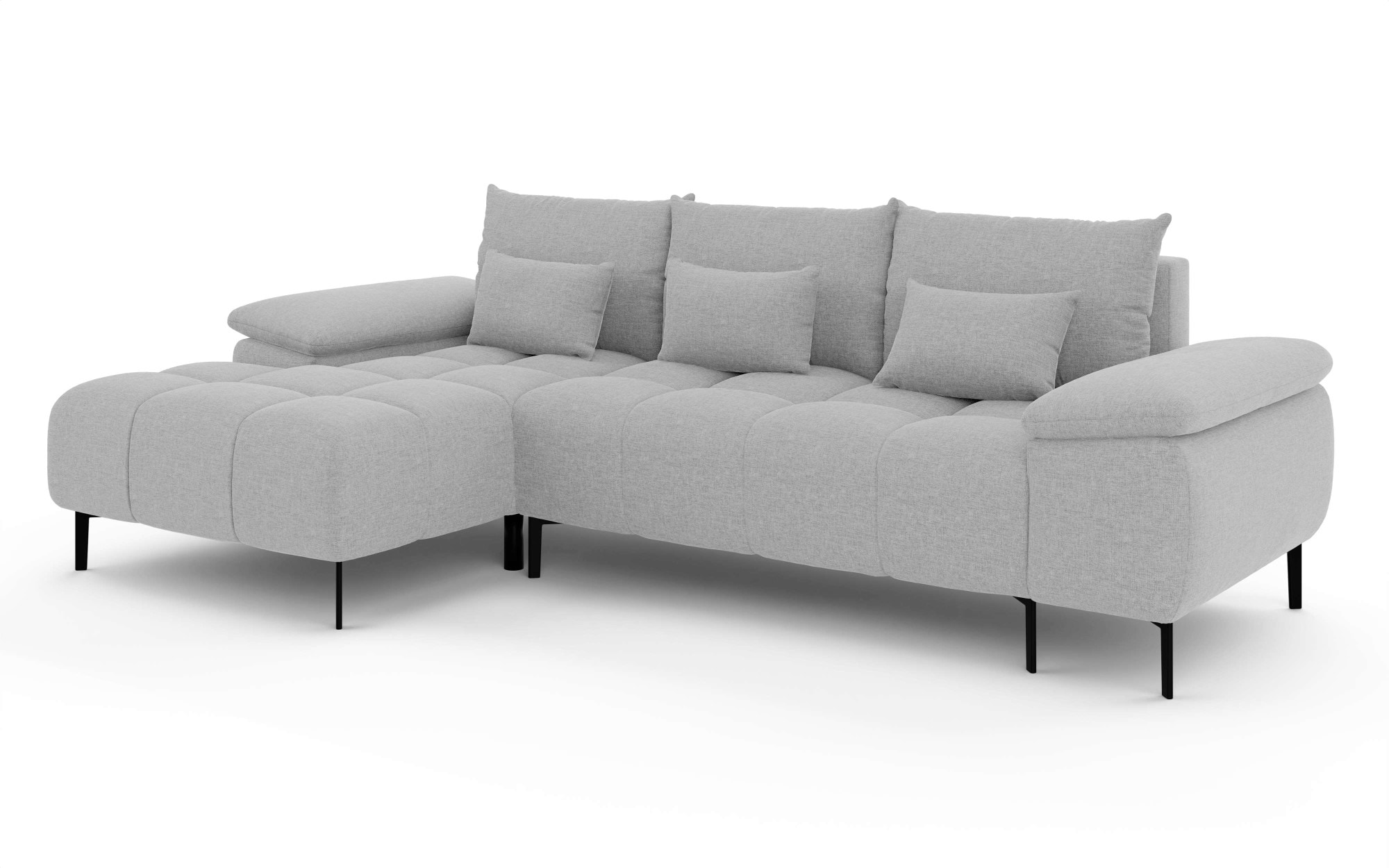 INOSIGN Ecksofa »DROMARA Schlafsofa mit Bettkasten, Maße: B/T/H 277/141/91 cm«, L-Form mit Recamiere rechts/links bestellbar, Wellenunterfederung