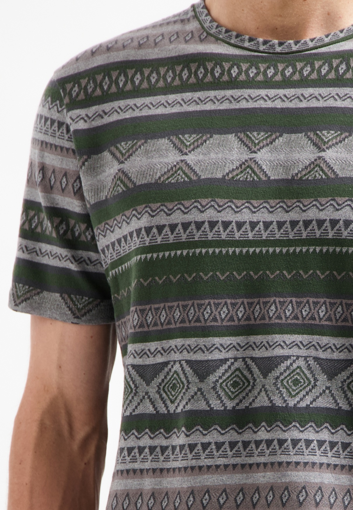 NO EXCESS T-Shirt »No Excess Jacquard-T-Shirt T-Shirt Crewneck Allover Jacquard«