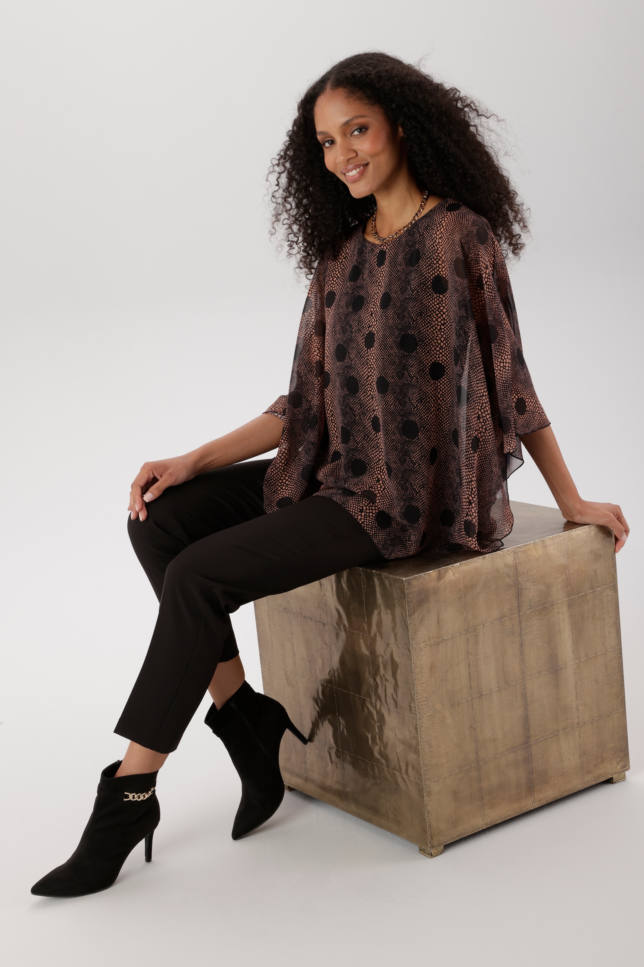 Aniston SELECTED Chiffonbluse im modischen Lagenlook und Animalprint - NEUE KOLLEKTION