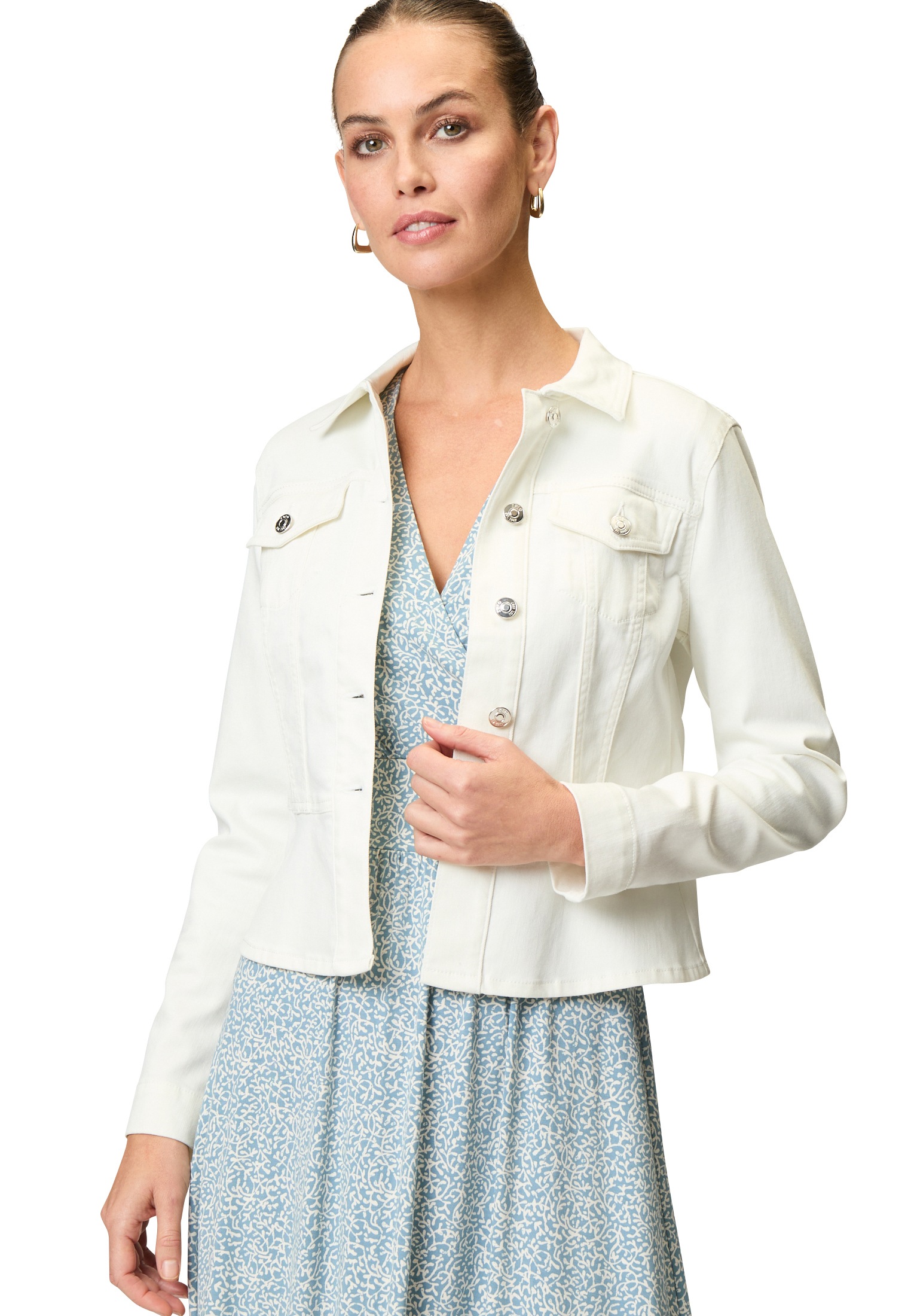 Zero Jackenblazer "zero Damen Jeansjacke weiß mit Knopfleiste", Knopfleiste günstig online kaufen