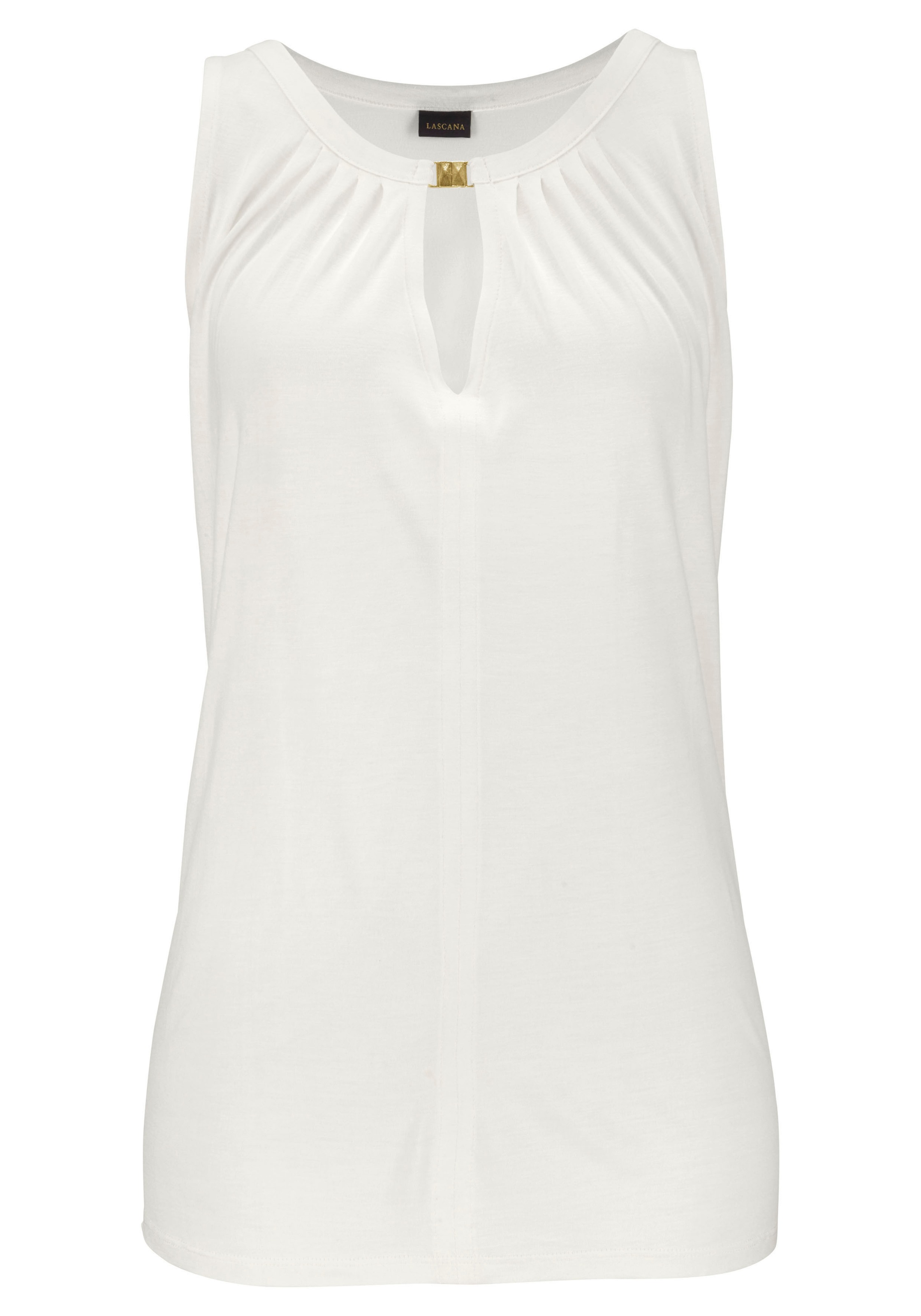 LASCANA Tanktop, mit Zieraccessoire, lässiges Jerseytop, casual günstig online kaufen