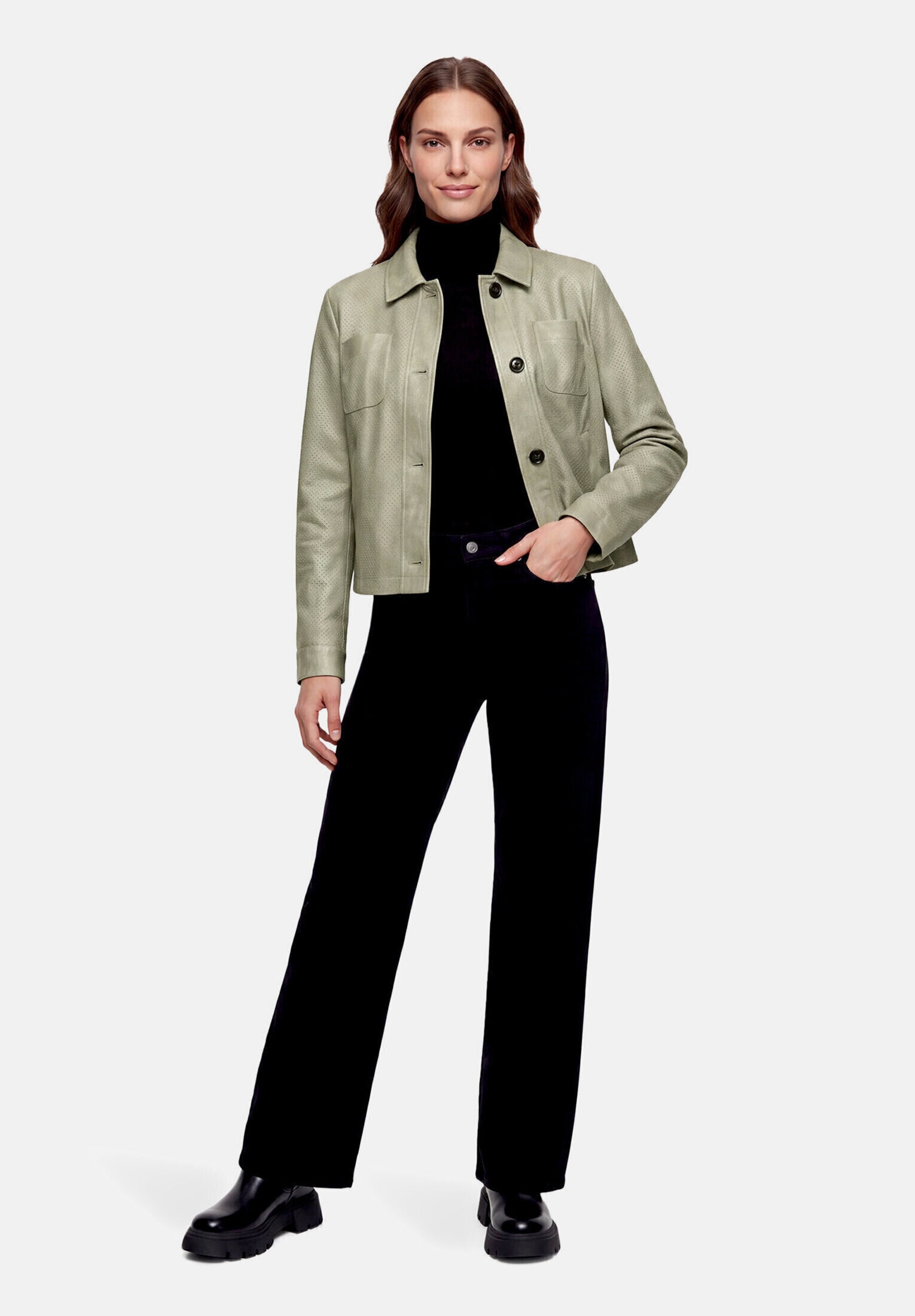 Amber & June Lederjacke "Damen mit Kragen"